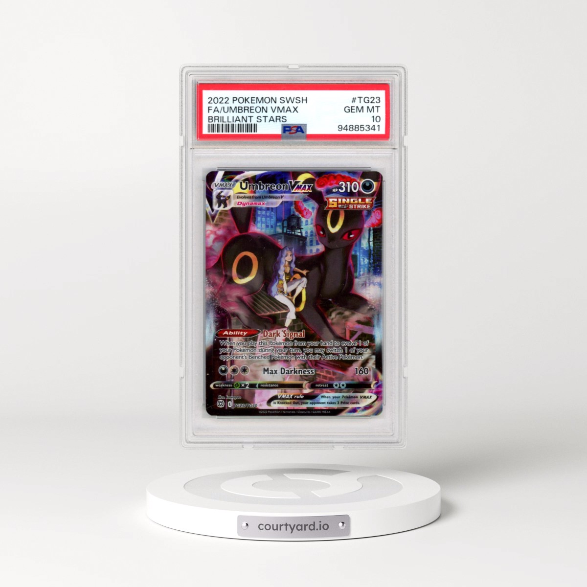 2022 Pokémon Sword & Shield Brilliant Stars #TG23 Umbreon Vmax - Full Art (PSA 10 GEM MINT)