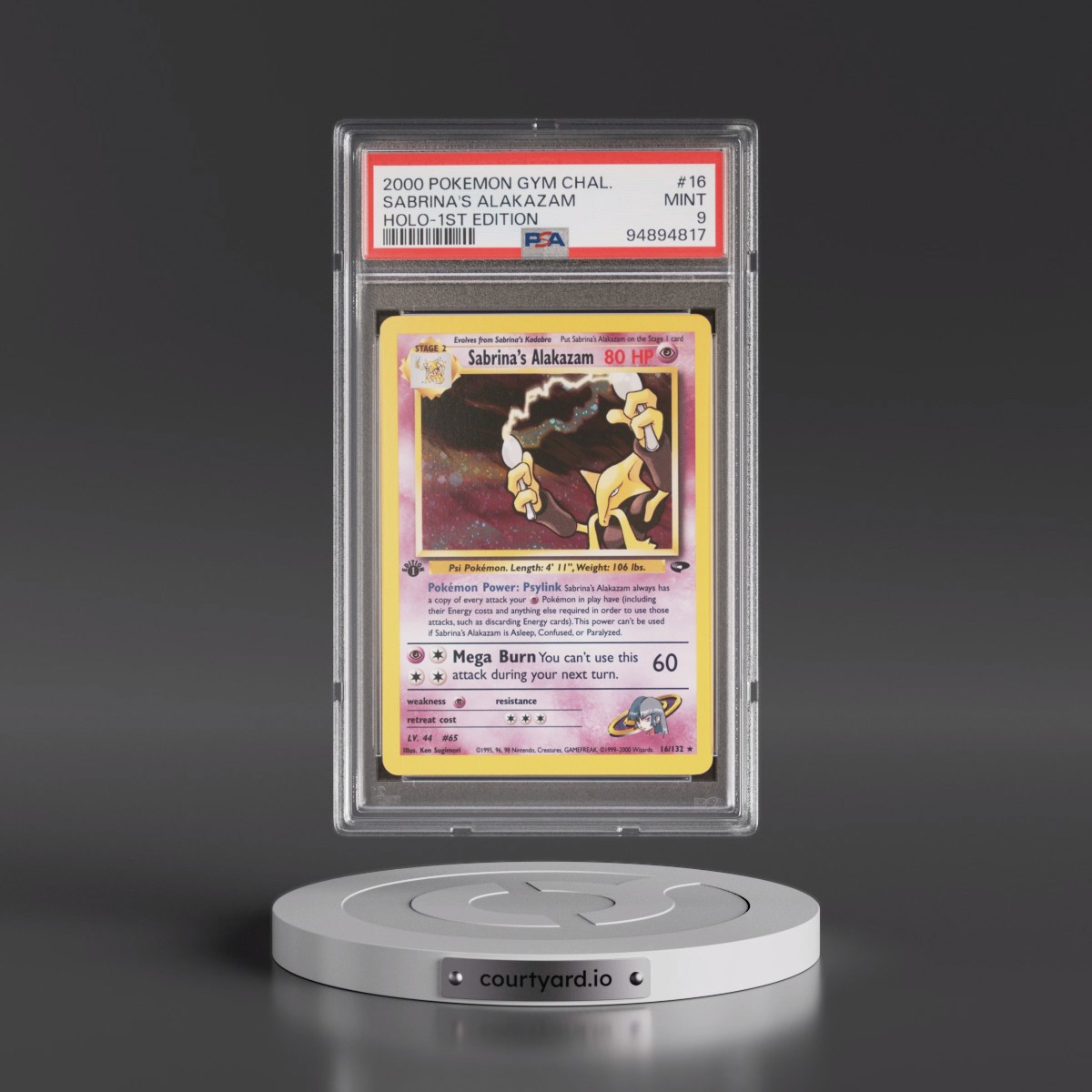 2000 Pokémon Gym Challenge #16 Sabrina's Alakazam - 1st Edition Holo (PSA 9 MINT)