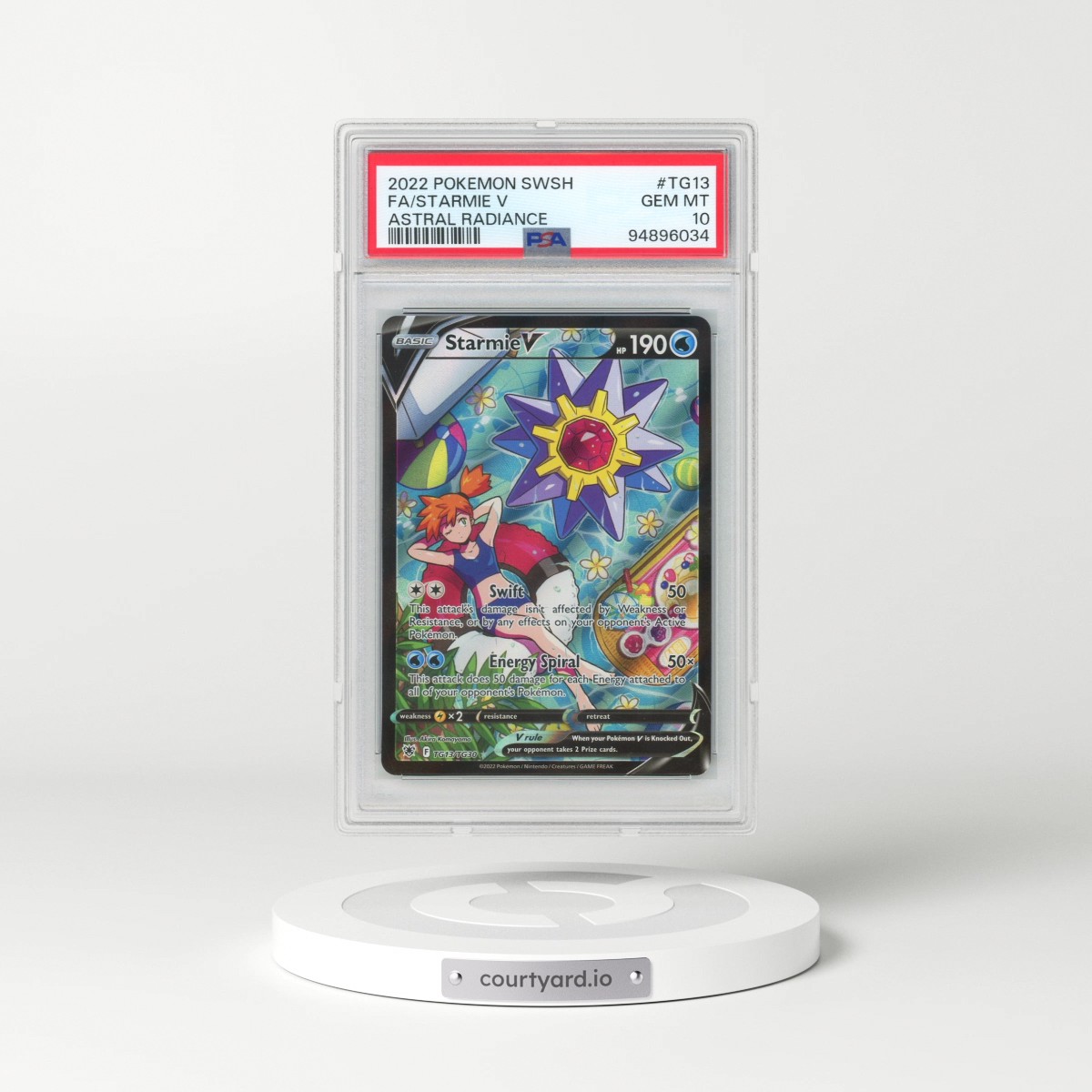 2022 Pokémon Sword & Shield Astral Radiance #TG13 Starmie V - Holo Full Art (PSA 10 GEM MINT)