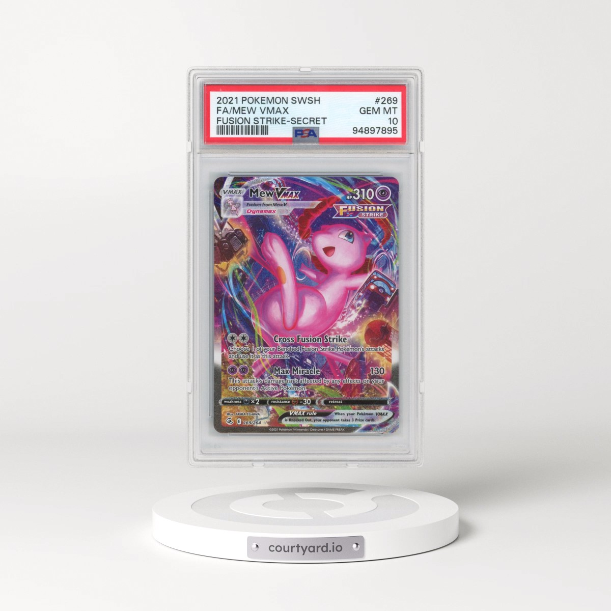 2021 Pokémon Sword & Shield Fusion Strike #269 Mew Vmax - Full Art Secret (PSA 10 GEM MINT)