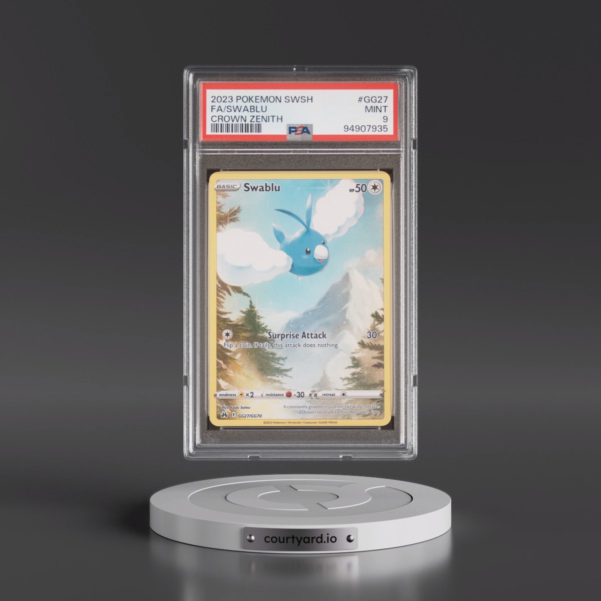 2023 Pokémon Sword and Shield Crown Zenith #GG27 Swablu - Full Art (PSA 9 MINT)