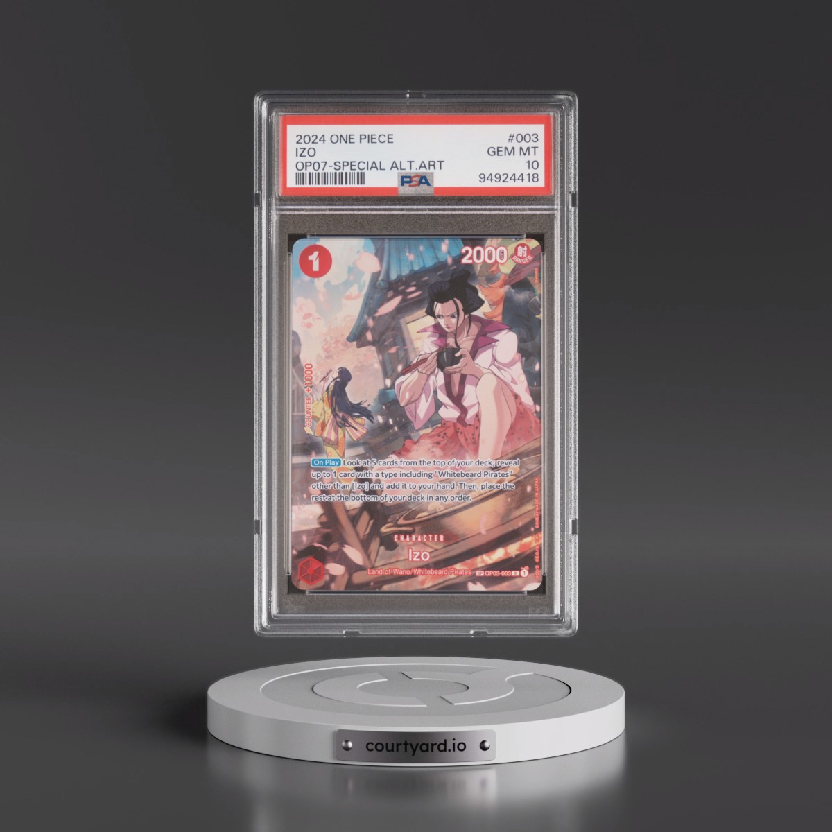 2024 One Piece OP07-500 Years in the Future #003 Izo - Special Alternate Art (PSA 10 GEM MINT)
