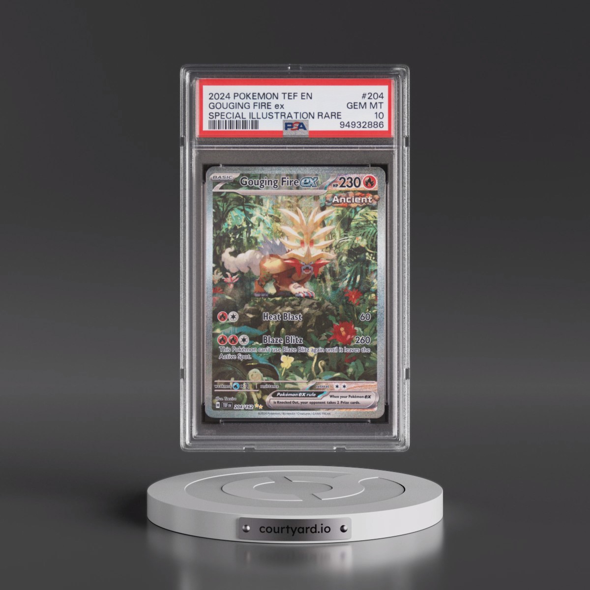 2024 Pokémon Tef EN-Temporal Forces #204 Gouging Fire EX - Holo Special Illustration Rare (PSA 10 GEM MINT)