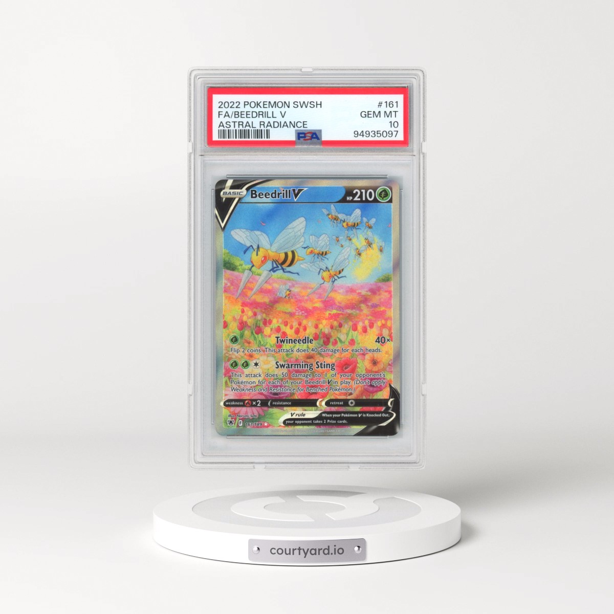 2022 Pokémon Sword & Shield Astral Radiance #161 Beedrill V - Holo Full Art (PSA 10 GEM MINT)