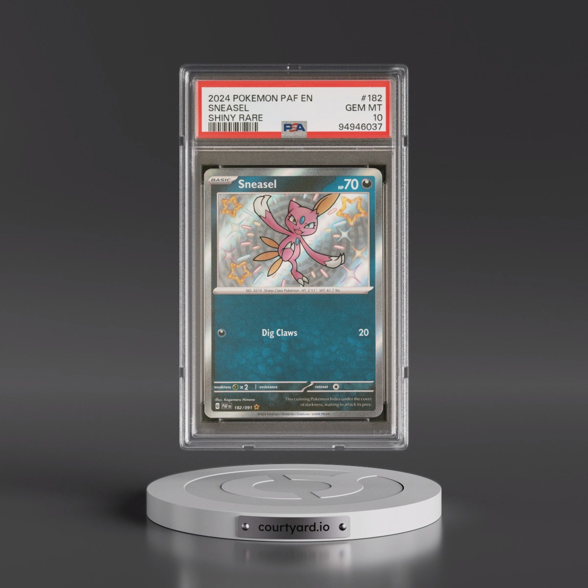 2024 Pokémon Paf EN-Paldean Fates #182 Sneasel - Shiny Rare (PSA 10 GEM MINT)