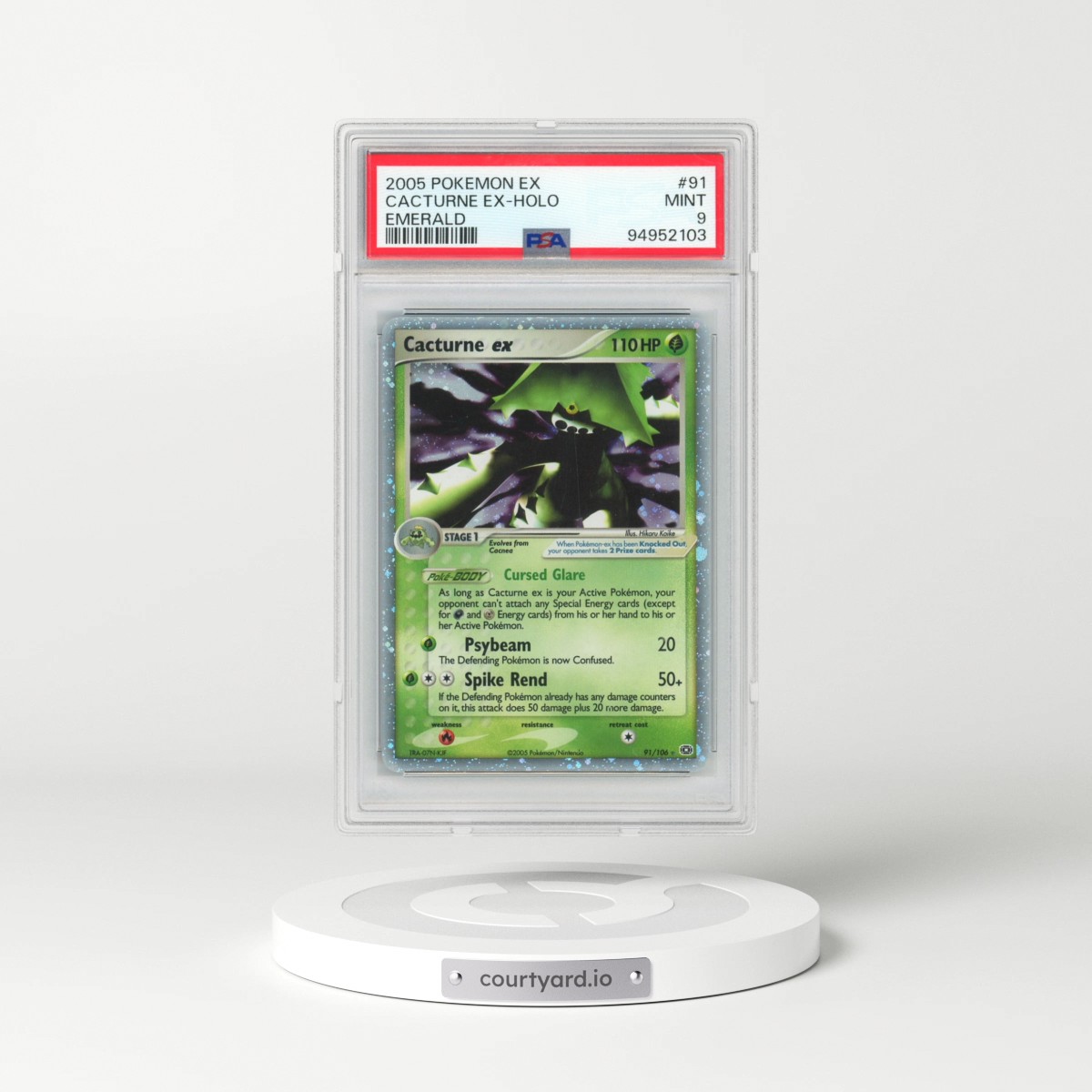2005 Pokémon EX Emerald #91 Cacturne EX - Holo Holo (PSA 9 MINT)