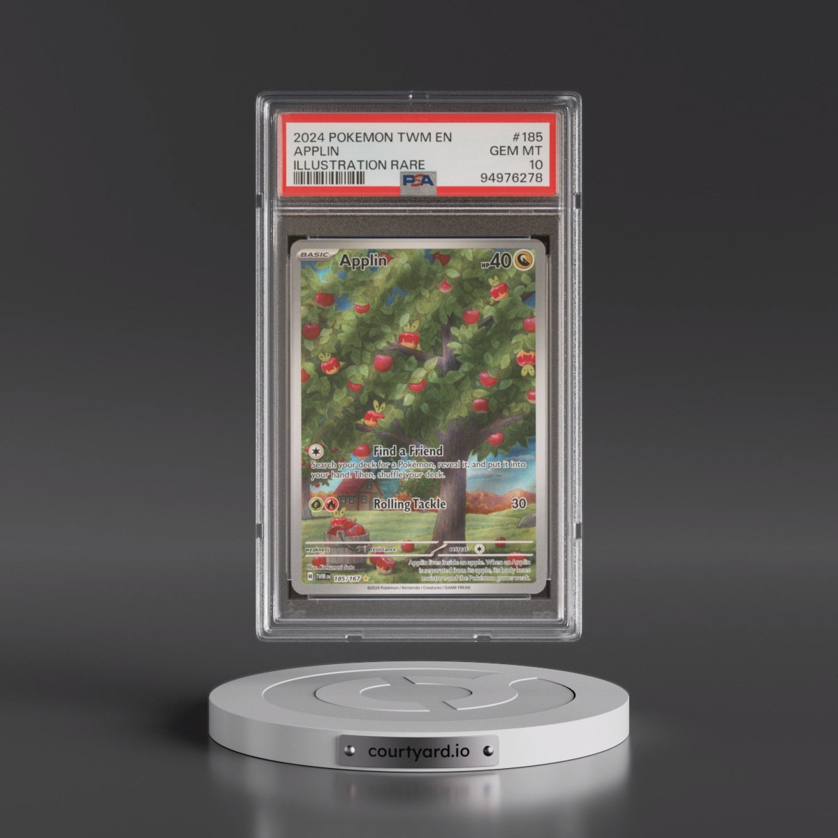 2024 Pokémon Twm EN-Twilight Masquerade #185 Applin - Illustration Rare (PSA 10 GEM MINT)
