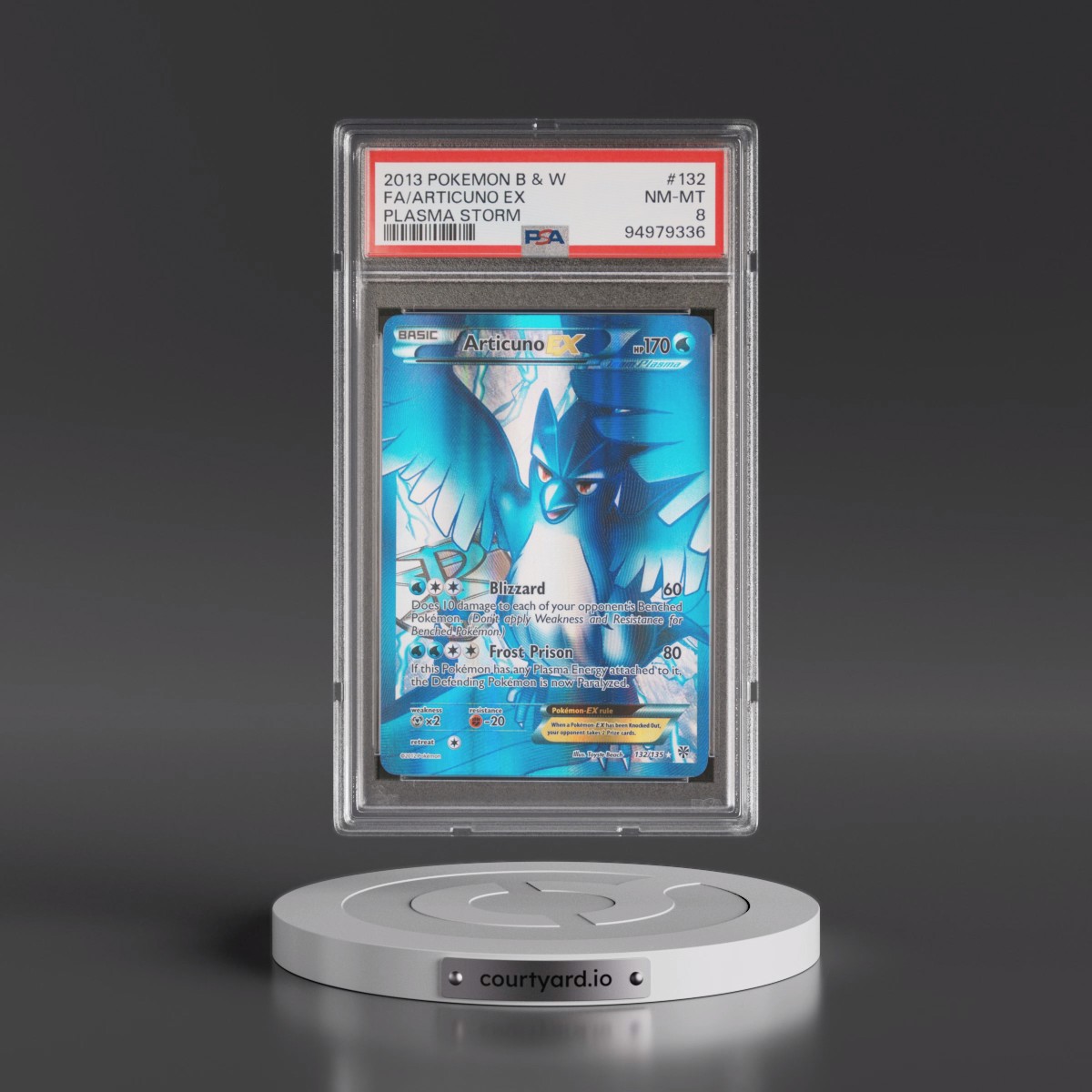 2013 Pokémon Black & White Plasma Storm #132 Articuno EX - Holo Full Art (PSA 8 NM-MT)