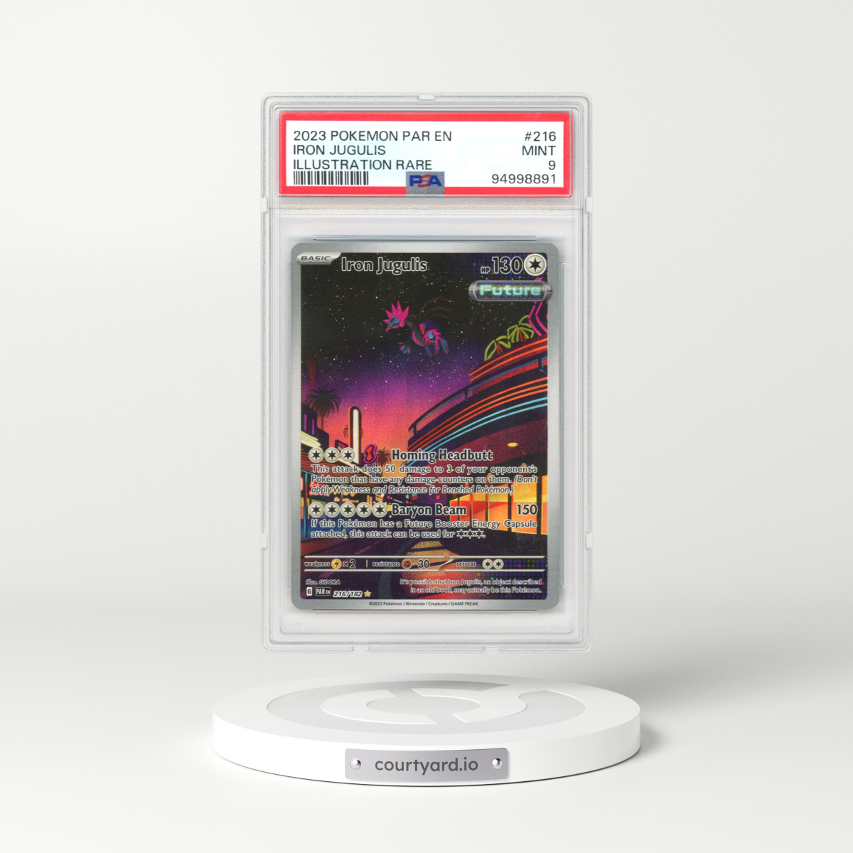 2023 Pokémon Par EN-Paradox Rift #216 Iron Jugulis - Illustration Rare (PSA 9 MINT)