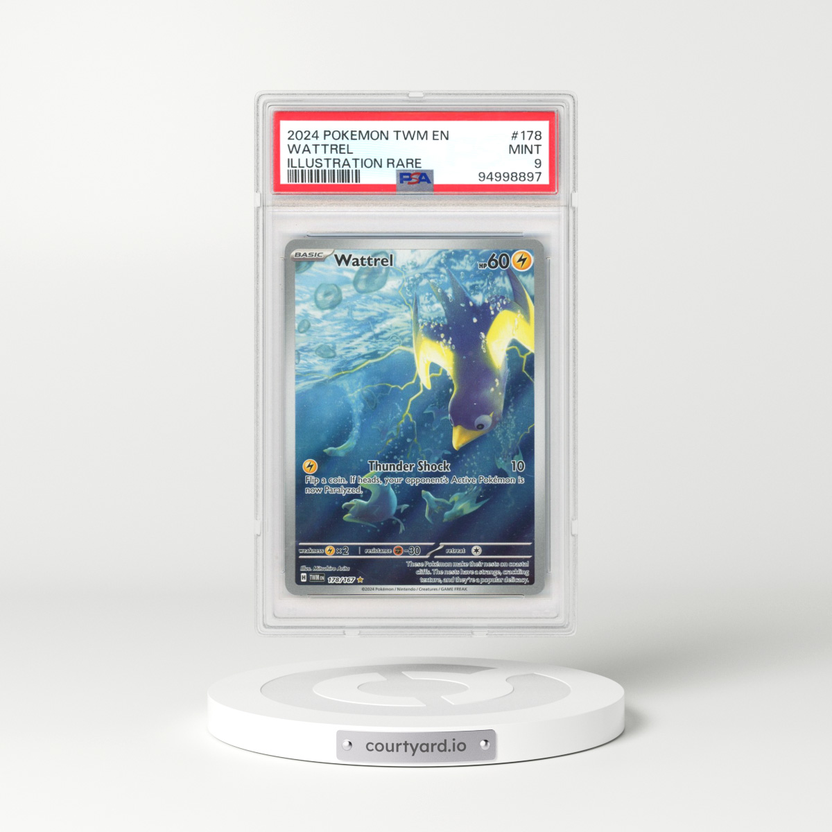 2024 Pokémon Twm EN-Twilight Masquerade #178 Wattrel - Illustration Rare (PSA 9 MINT)