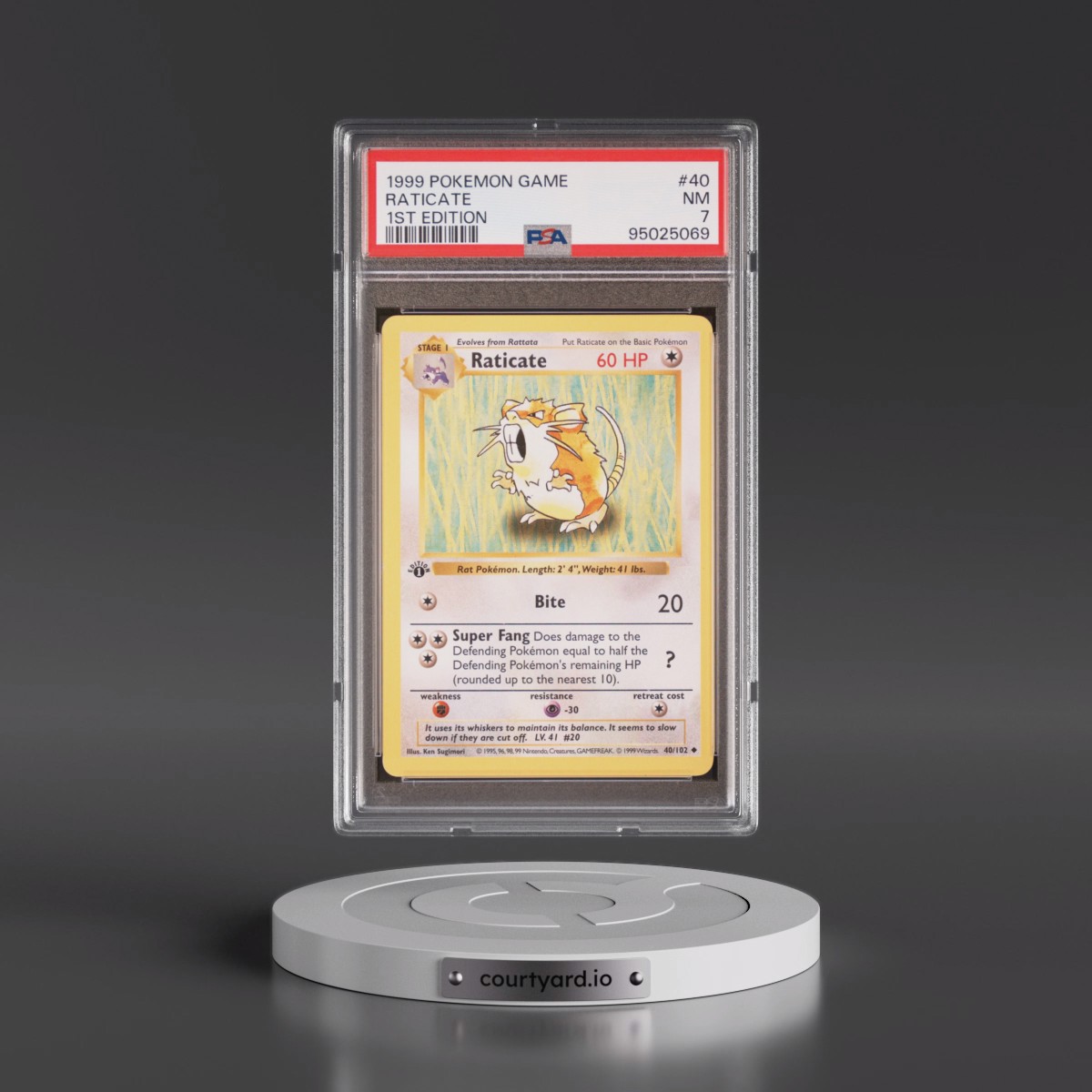 1999 Pokémon Game #40 Raticate - 1st Edition (PSA 7 NM)