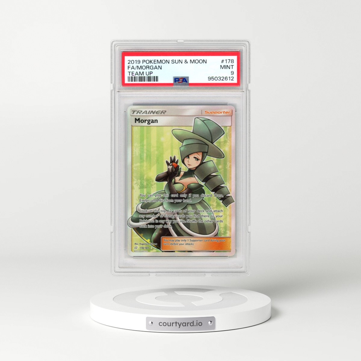 2019 Pokémon Sun & Moon Team Up #178 Morgan - Full Art (PSA 9 MINT)