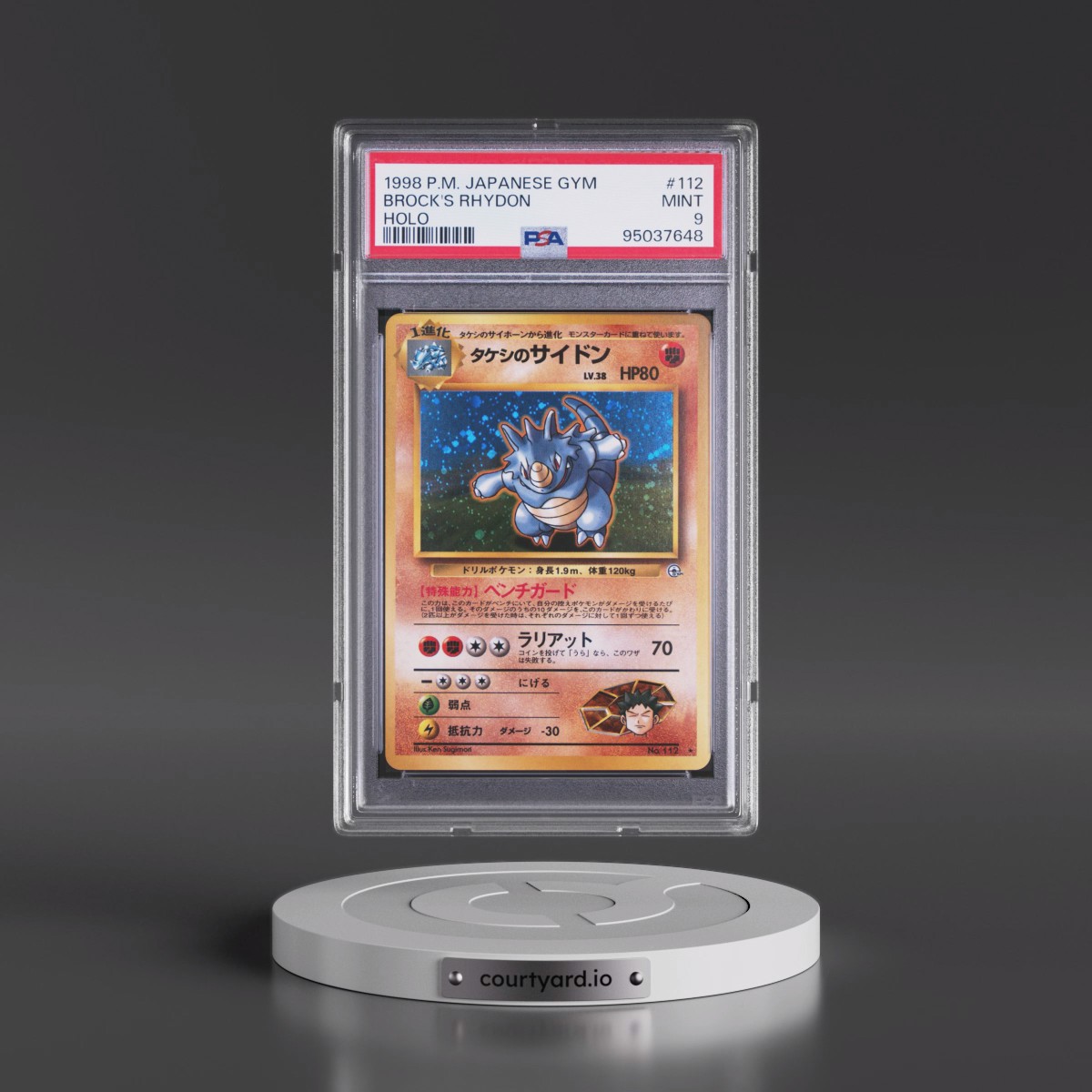 1998 Pokémon Gym #112 Brock's Rhydon - Holo (PSA 9 MINT)