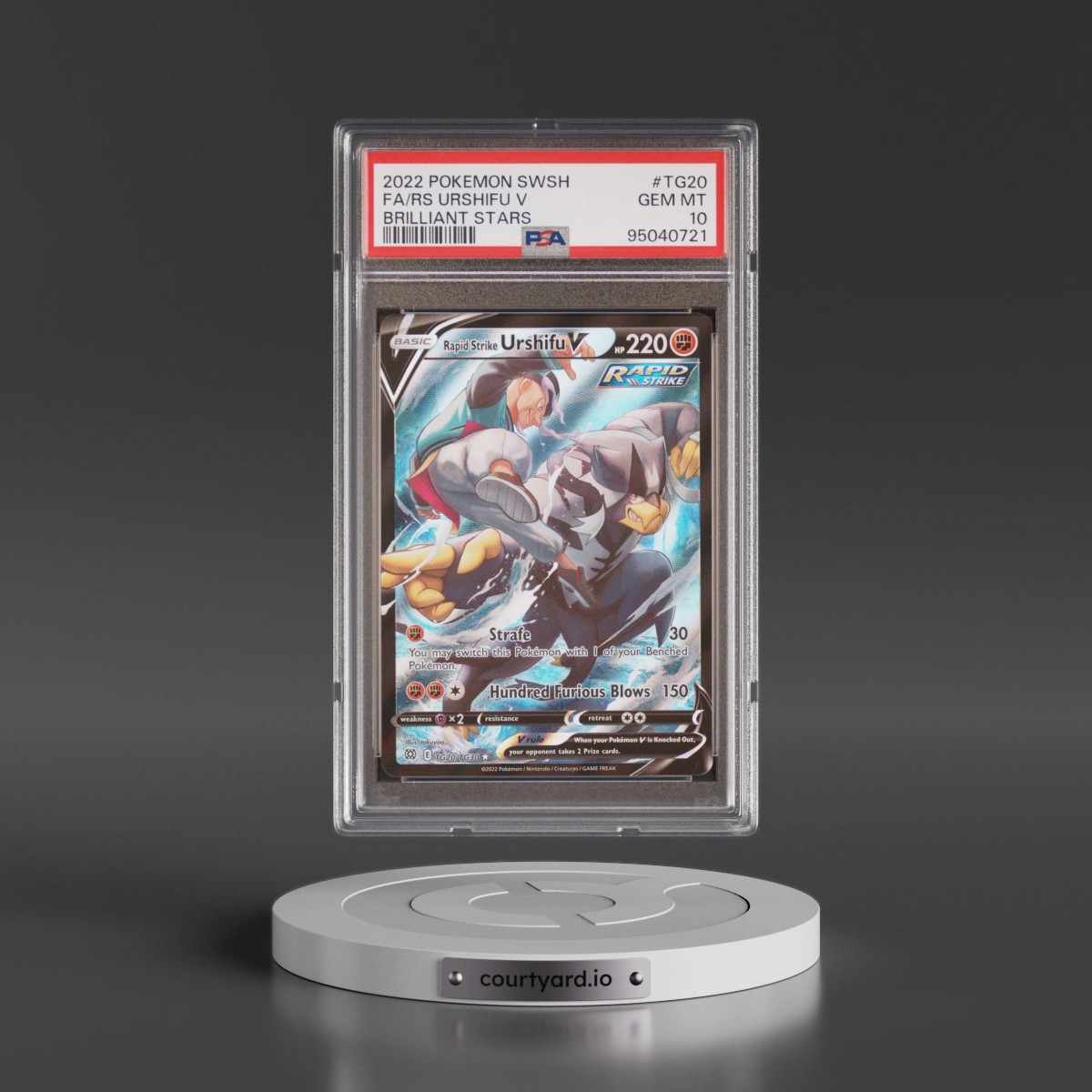 2022 Pokémon Sword & Shield Brilliant Stars #TG20 Rapid Strike Urshifu V - Holo Full Art (PSA 10 GEM MINT)