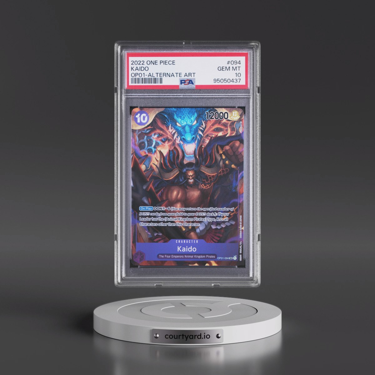 2022 One Piece OP01-Romance Dawn #094 Kaido - Alternate Art (PSA 10 GEM MINT)