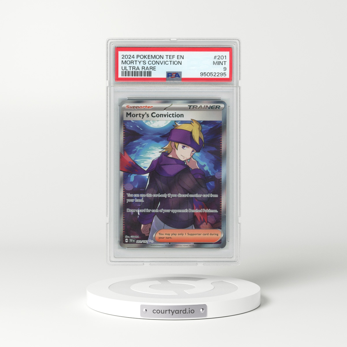 2024 Pokémon Tef EN-Temporal Forces #201 Morty's Conviction - Ultra Rare (PSA 9 MINT)