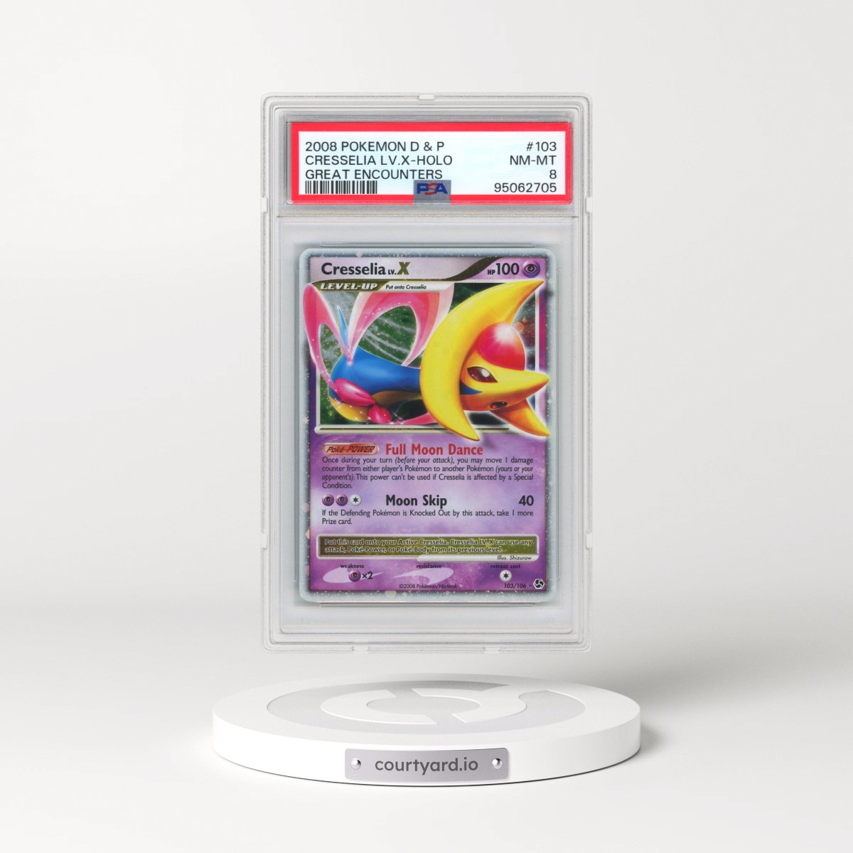 2008 Pokémon Diamond & Pearl Great Encounters #103 Cresselia LV.X - Holo (PSA 8 NM-MT)