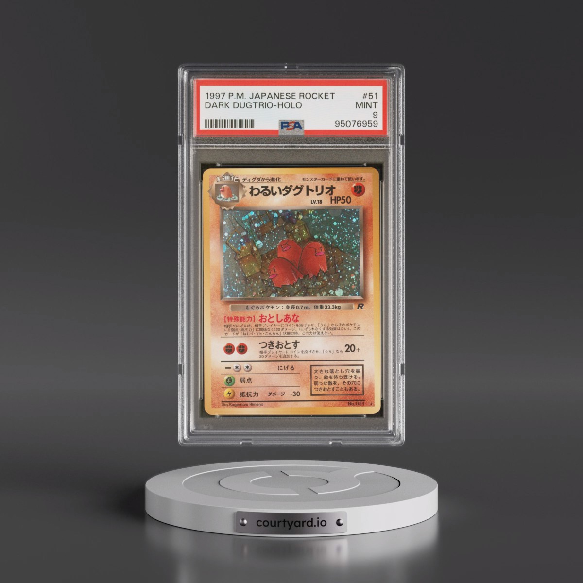1997 Pokémon Rocket #51 Dark Dugtrio - Holo (PSA 9 MINT)