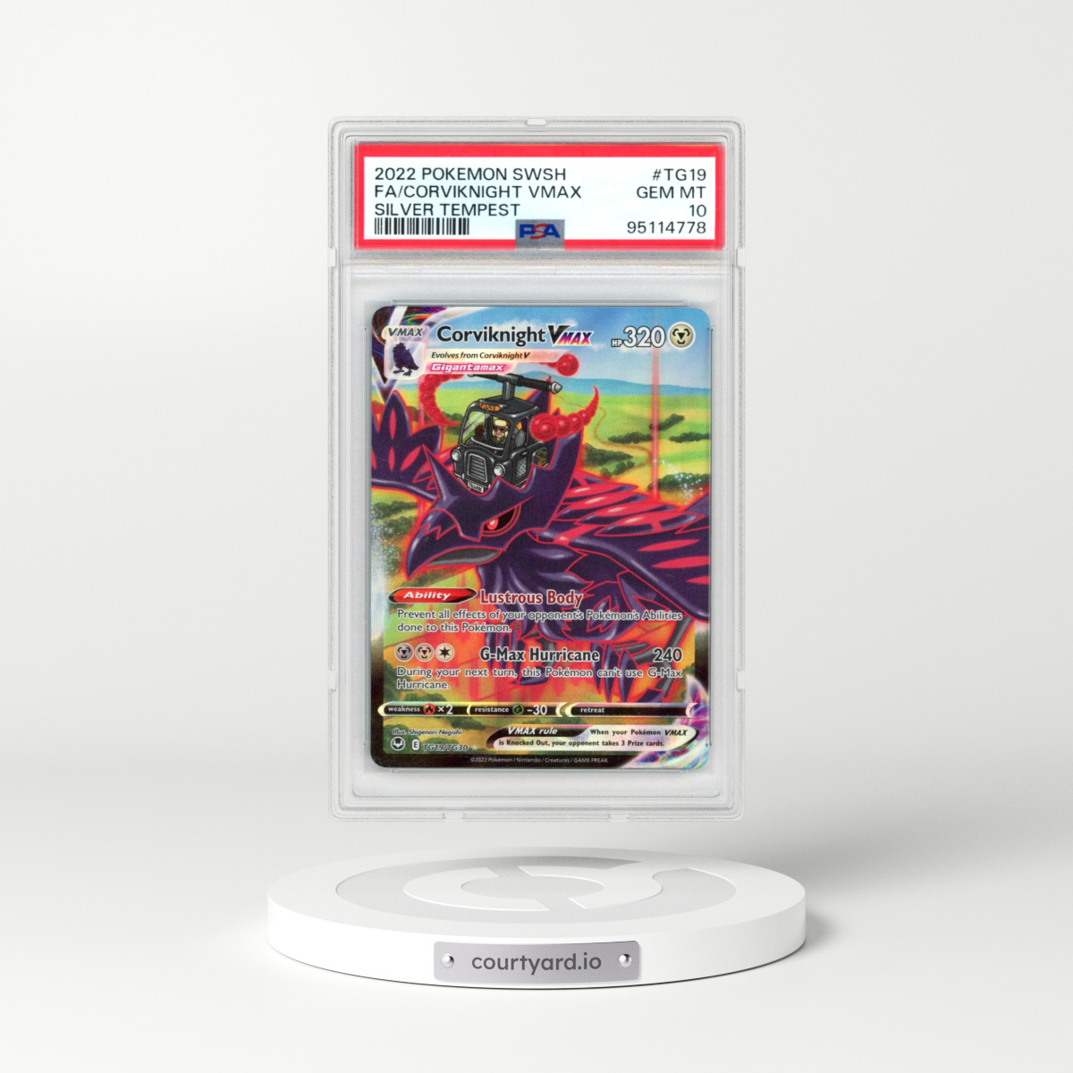 2022 Pokémon Sword & Shield Silver Tempest #TG19 Corviknight Vmax - Full Art (PSA 10 GEM MINT)