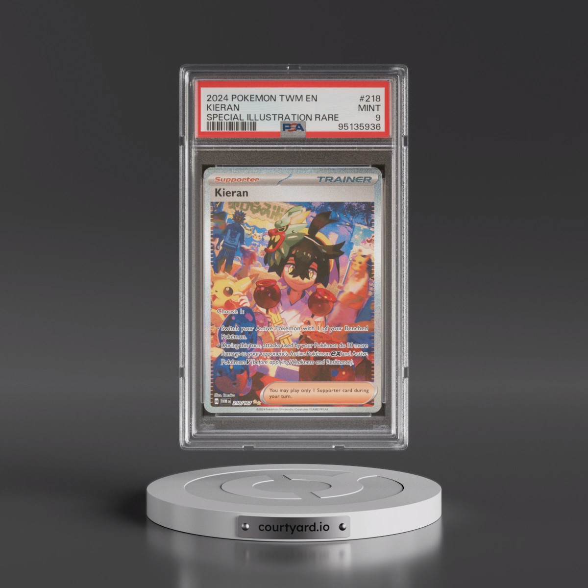 2024 Pokémon Twm EN-Twilight Masquerade #218 Kieran - Special Illustration Rare (PSA 9 MINT)