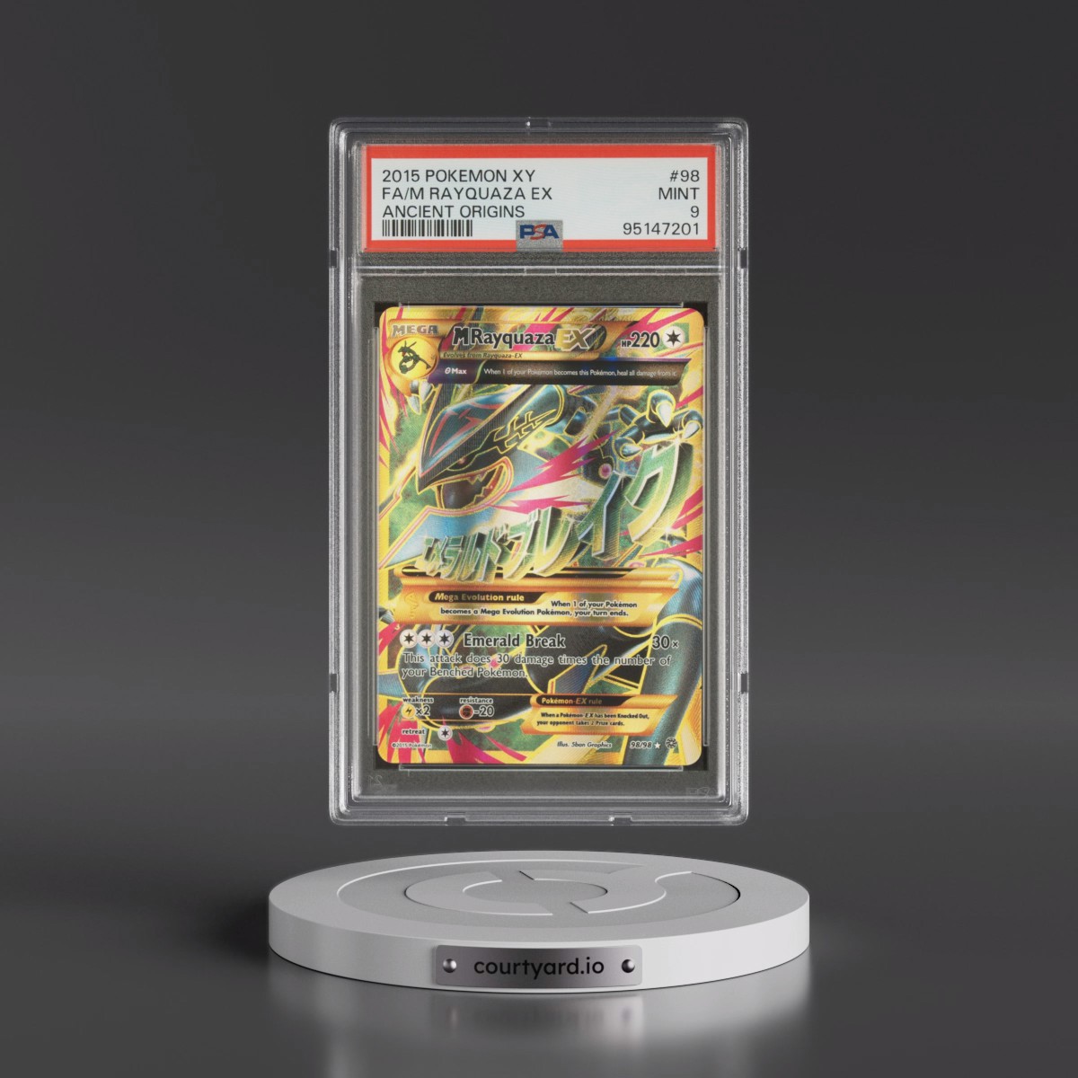 2015 Pokémon XY Ancient Origins #98 M Rayquaza EX - Holo Full Art (PSA 9 MINT)