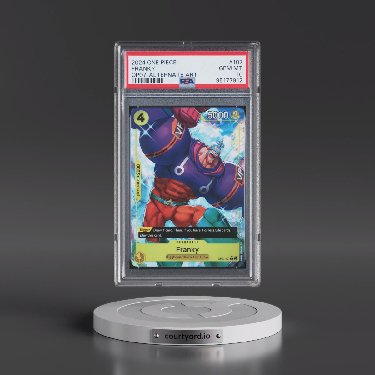 2024 One Piece OP07-500 Years in the Future #107 Franky - Alternate Art (PSA 10 GEM MINT)