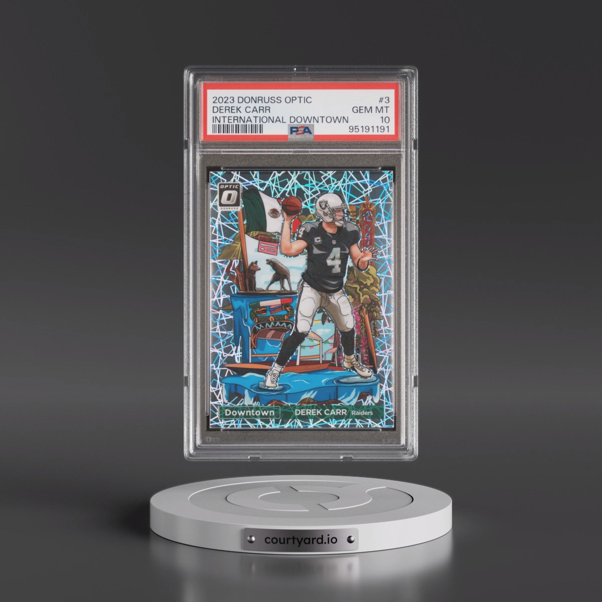 2023 Panini Donruss Optic International Downtown #3 Derek Carr (PSA 10 GEM MINT)
