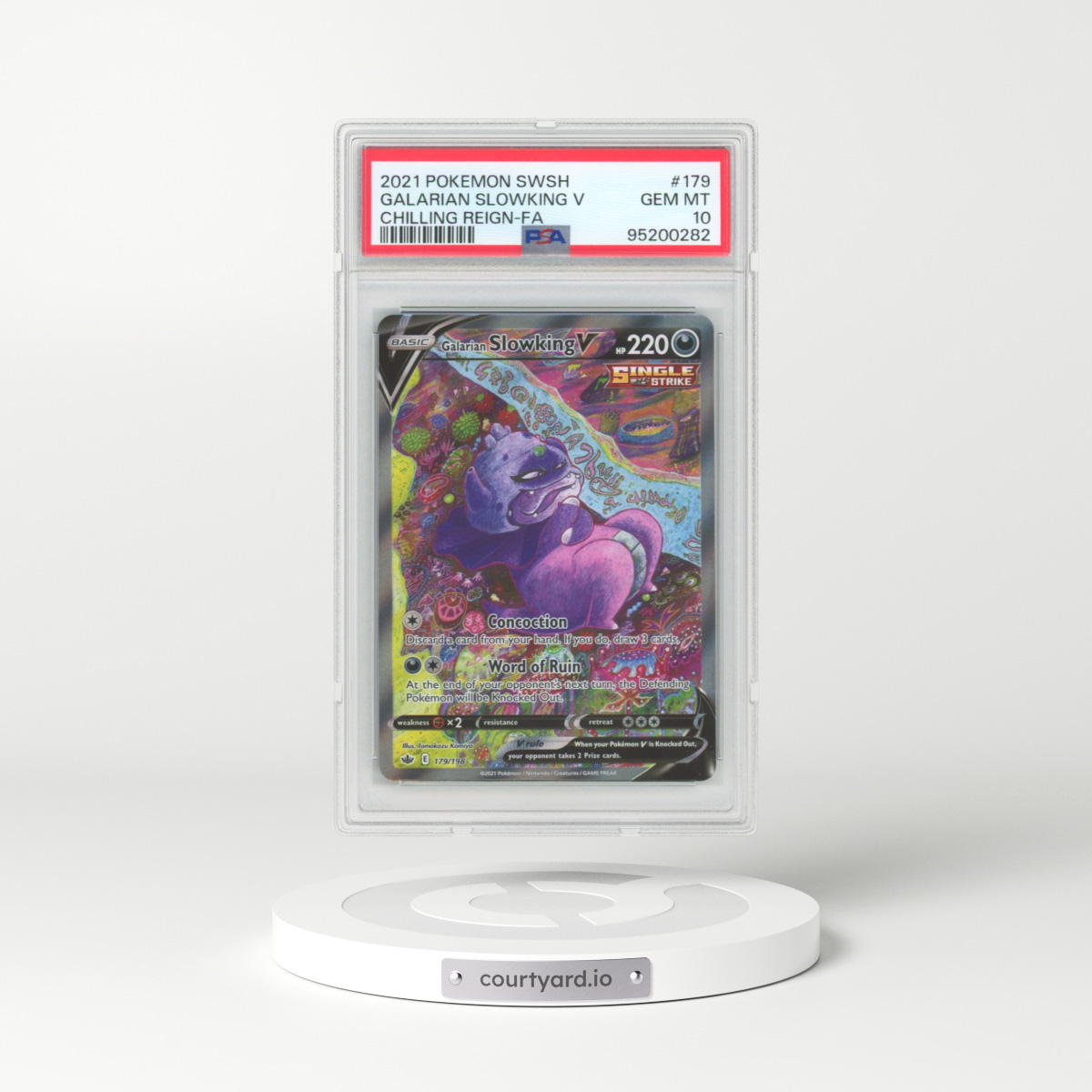 2021 Pokémon Sword & Shield Chilling Reign #179 Galarian Slowking V - Holo Full Art (PSA 10 GEM MINT)