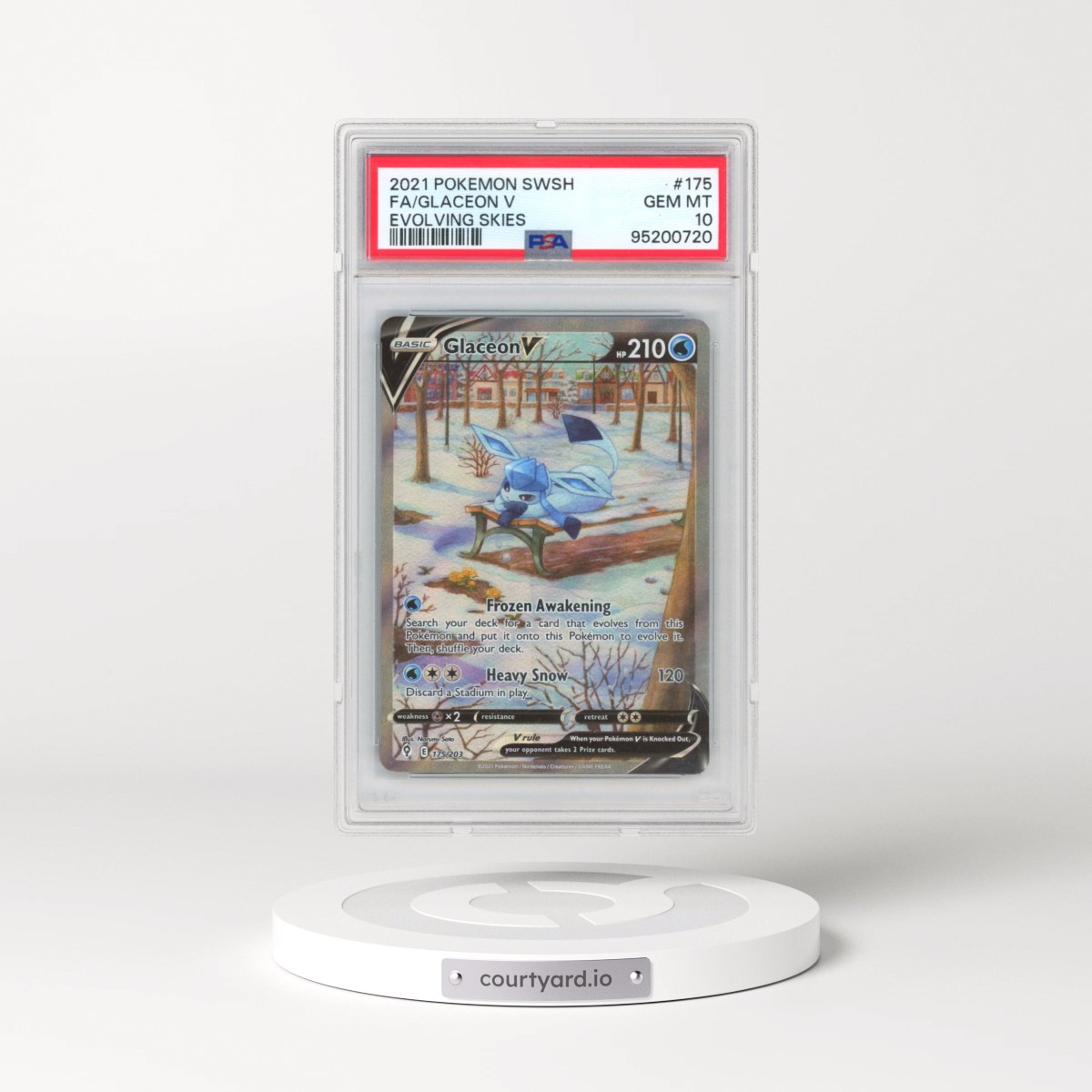 2021 Pokémon Sword & Shield Evolving Skies #175 Glaceon V - Holo Full Art (PSA 10 GEM MINT)