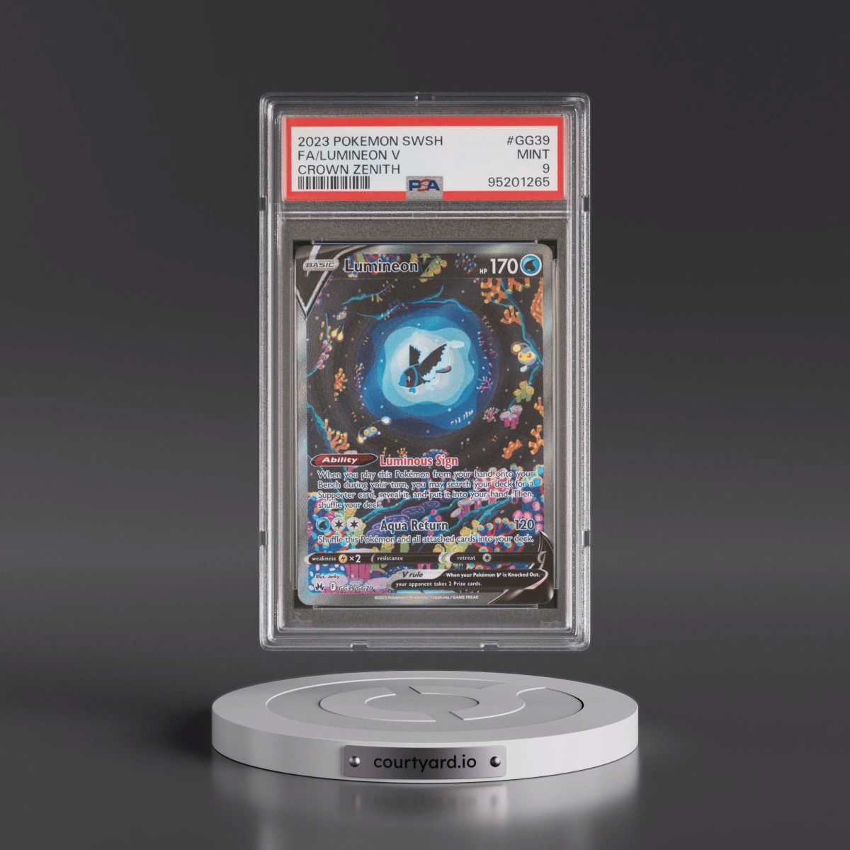2023 Pokémon Sword and Shield Crown Zenith #GG39 Lumineon V - Holo Full Art (PSA 9 MINT)