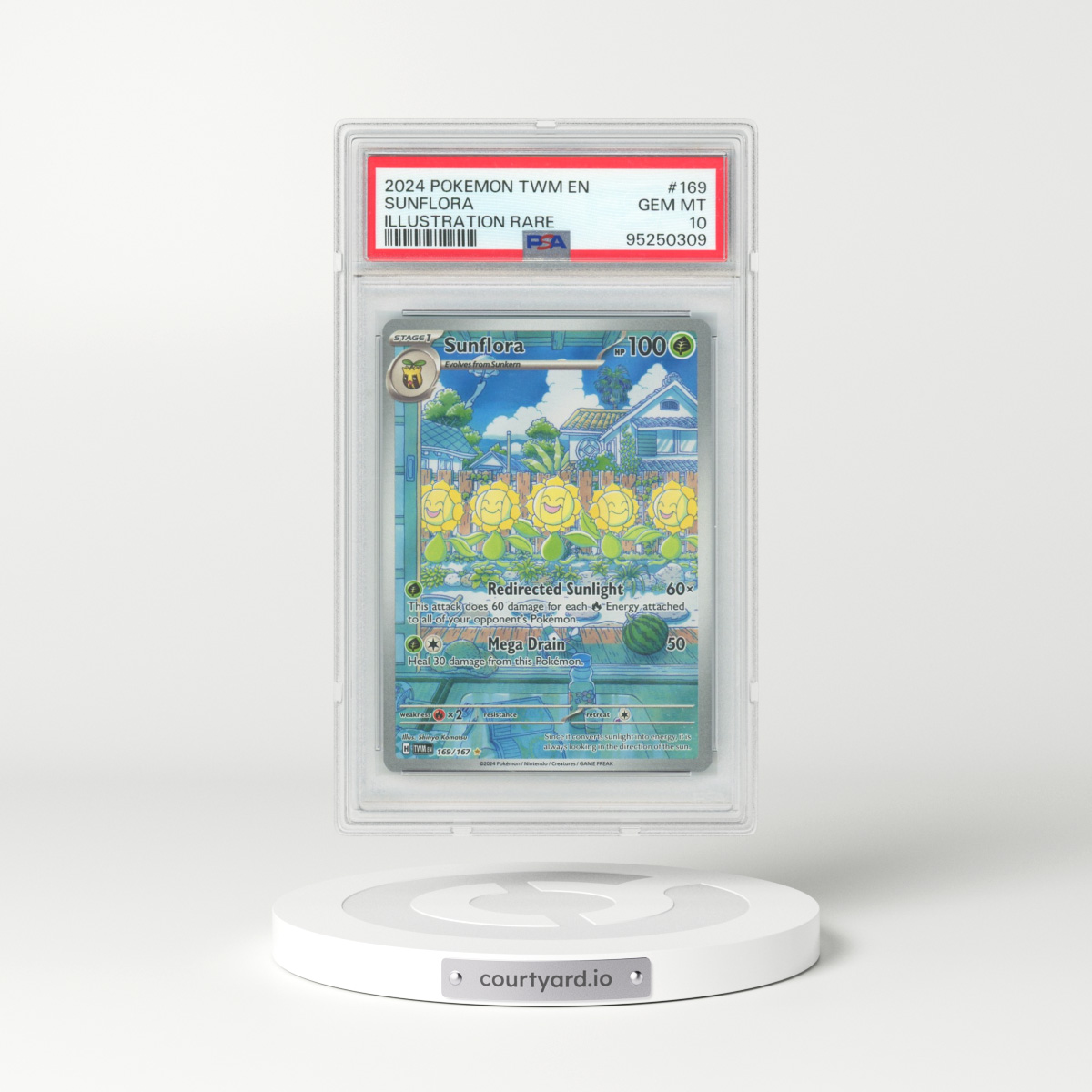 2024 Pokémon Twm EN-Twilight Masquerade #169 Sunflora - Illustration Rare (PSA 10 GEM MINT)