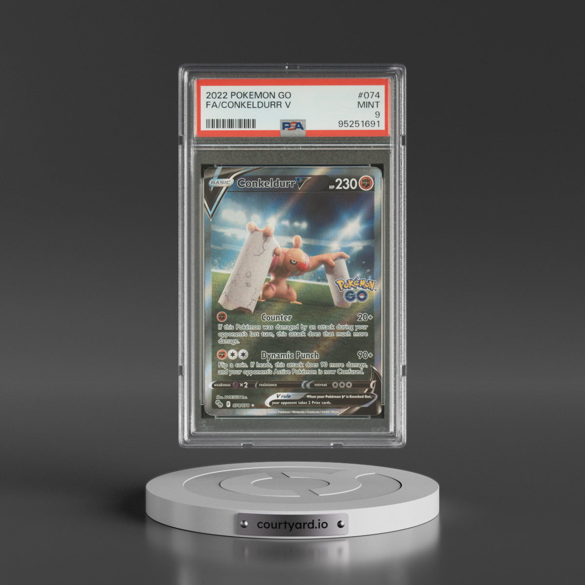 2022 Pokémon Go #074 Conkeldurr V - Holo Full Art (PSA 9 MINT)