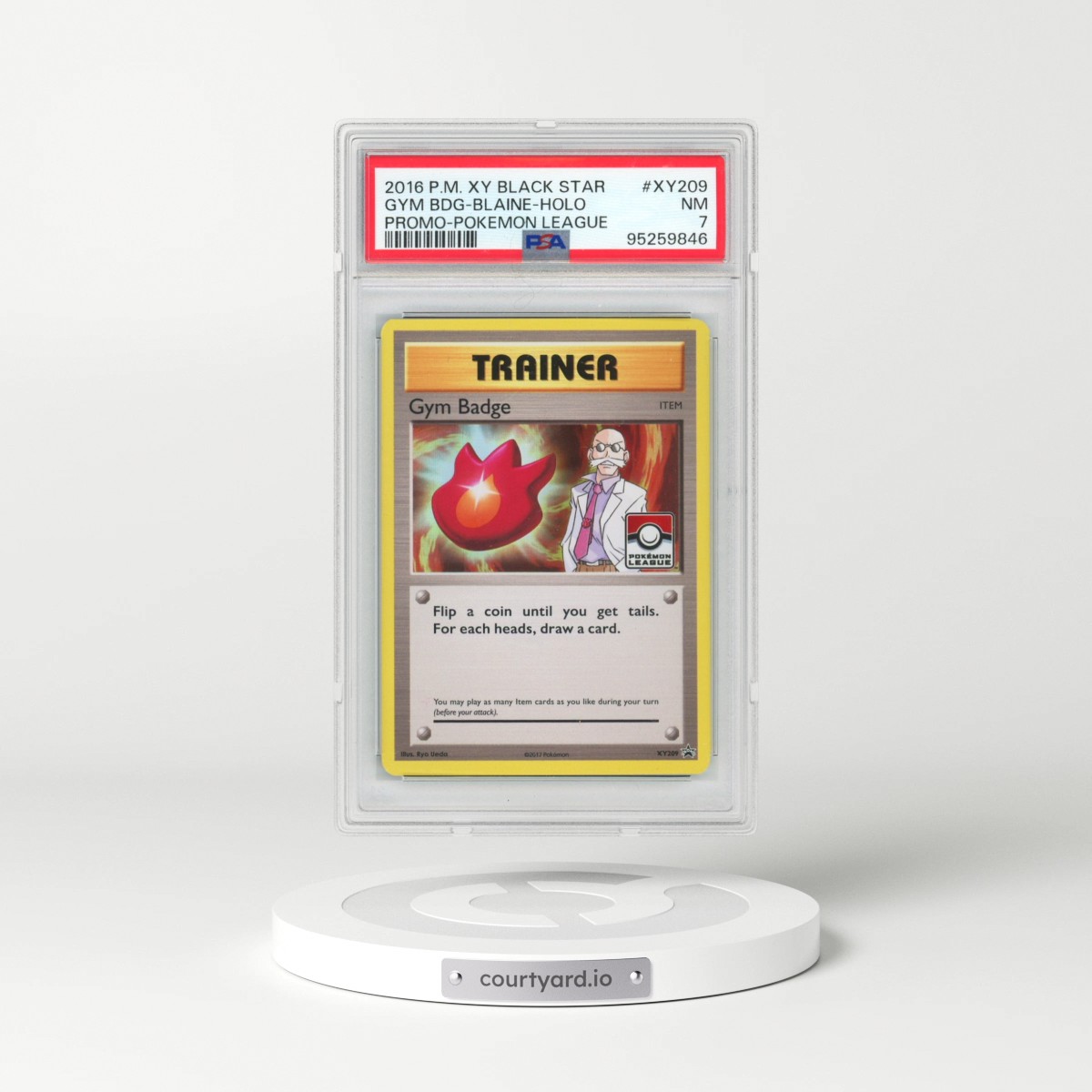 2016 Pokémon XY Black Star Promo #XY209 Gym Badge-Blaine - Holo Pokemon League (PSA 7 NM)