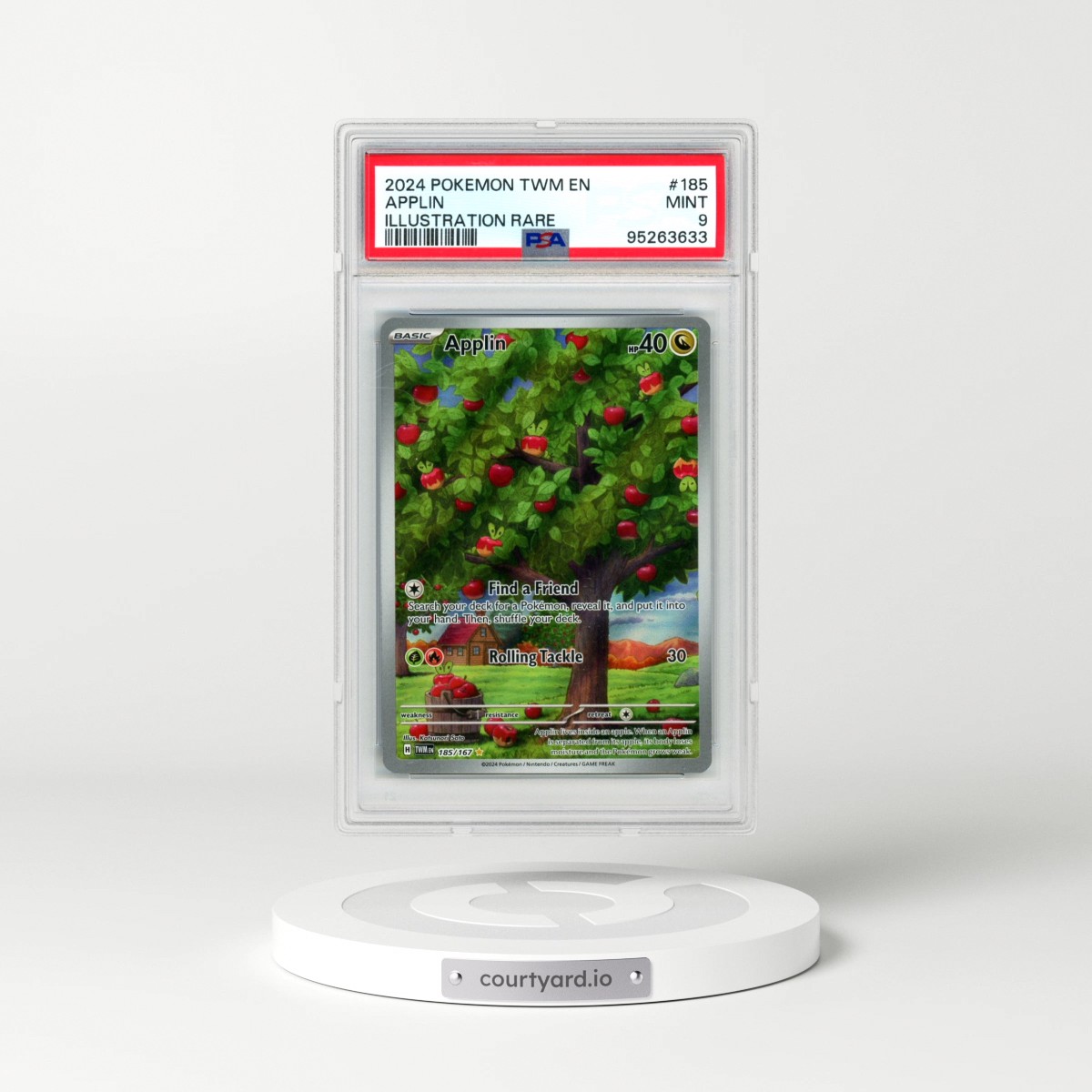 2024 Pokémon Twm EN-Twilight Masquerade #185 Applin - Illustration Rare (PSA 9 MINT)