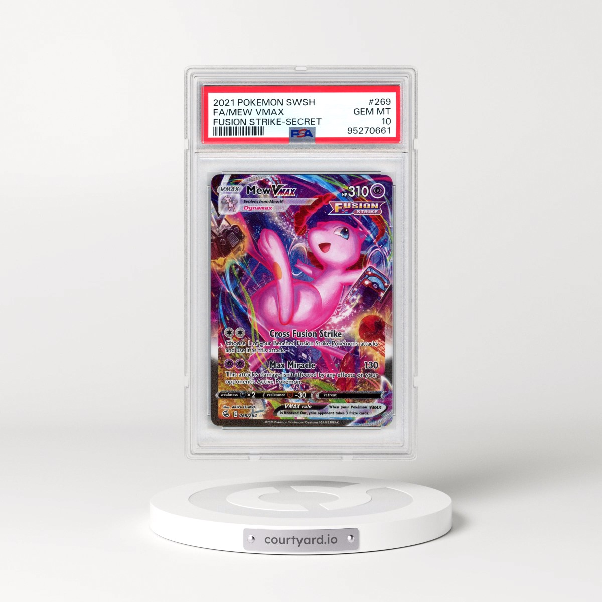 2021 Pokémon Sword & Shield Fusion Strike #269 Mew Vmax - Full Art Secret (PSA 10 GEM MINT)