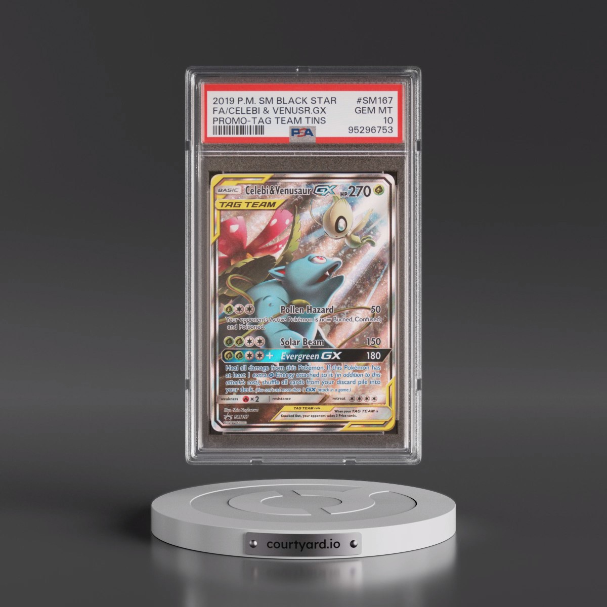 2019 Pokémon SM Black Star Promo #SM167 Celebi & Venusaur GX - Holo Full Art Tag Team Tins (PSA 10 GEM MINT)