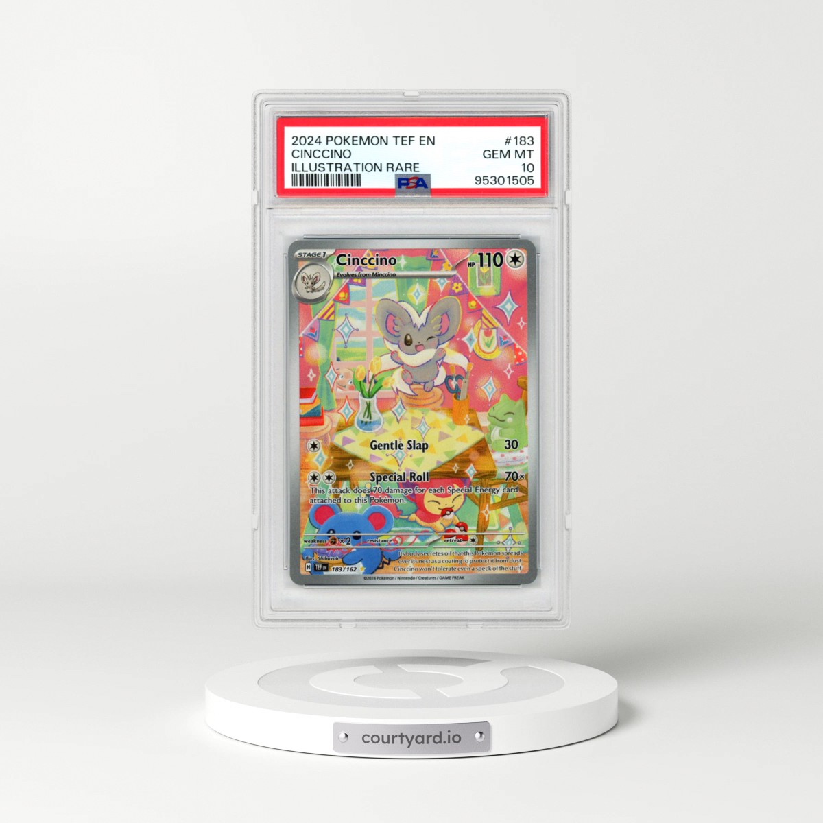 2024 Pokémon Tef EN-Temporal Forces #183 Cinccino - Illustration Rare (PSA 10 GEM MINT)