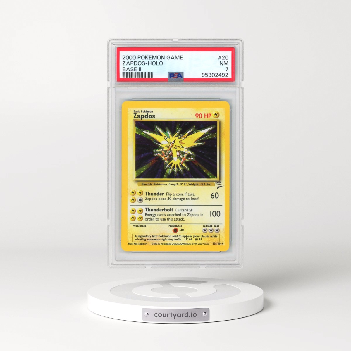 2000 Pokémon Game Base II #20 Zapdos - Holo (PSA 7 NM)