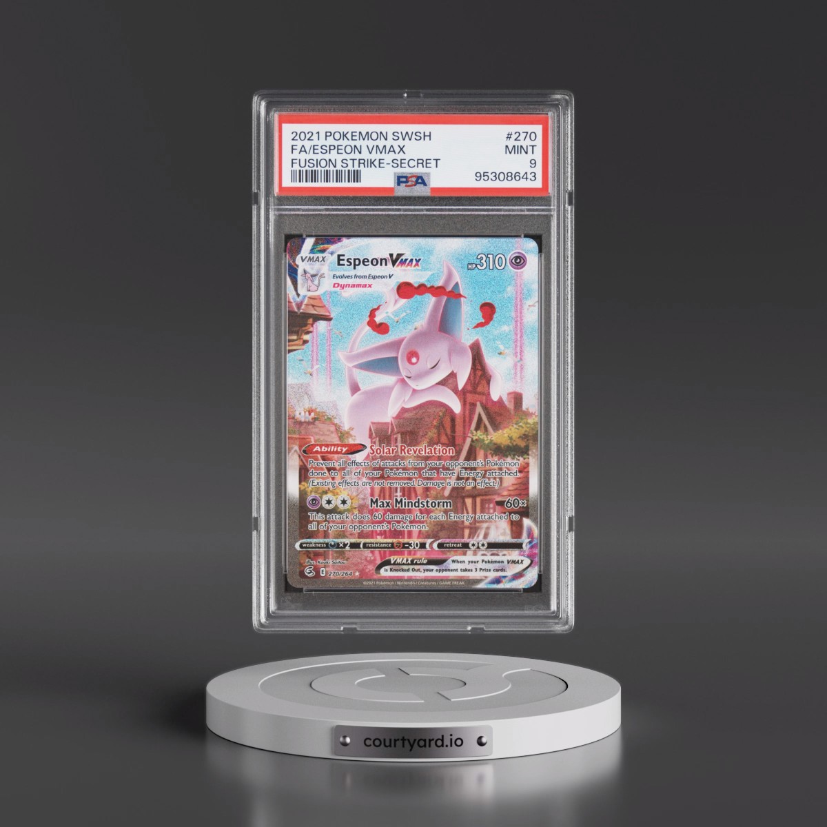 2021 Pokémon Sword & Shield Fusion Strike #270 Espeon Vmax - Full Art Secret (PSA 9 MINT)