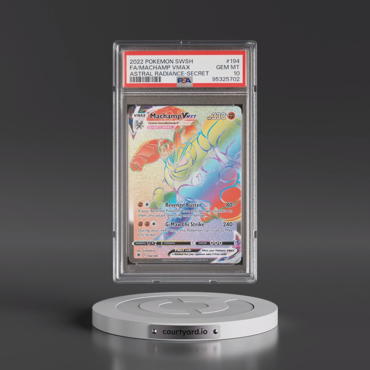 2022 Pokémon Sword & Shield Astral Radiance #194 Machamp Vmax - Full Art Secret (PSA 10 GEM MINT)