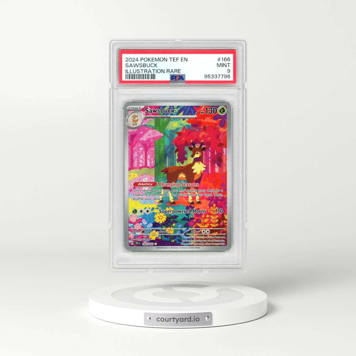 2024 Pokémon Tef EN-Temporal Forces #166 Sawsbuck - Illustration Rare (PSA 9 MINT)