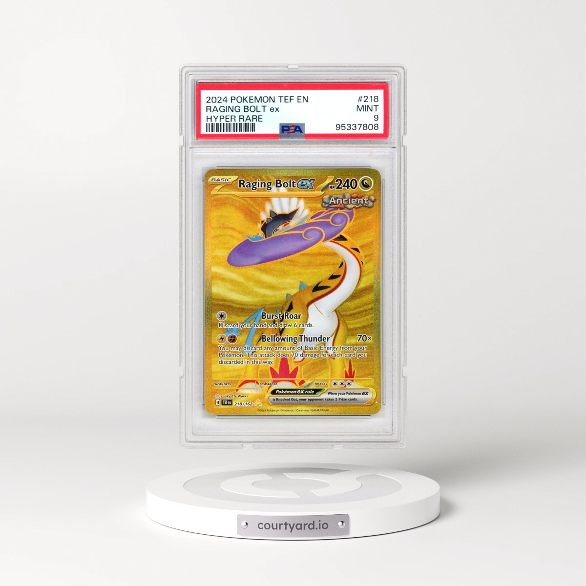 2024 Pokémon Tef EN-Temporal Forces #218 Raging Bolt EX - Holo Hyper Rare (PSA 9 MINT)