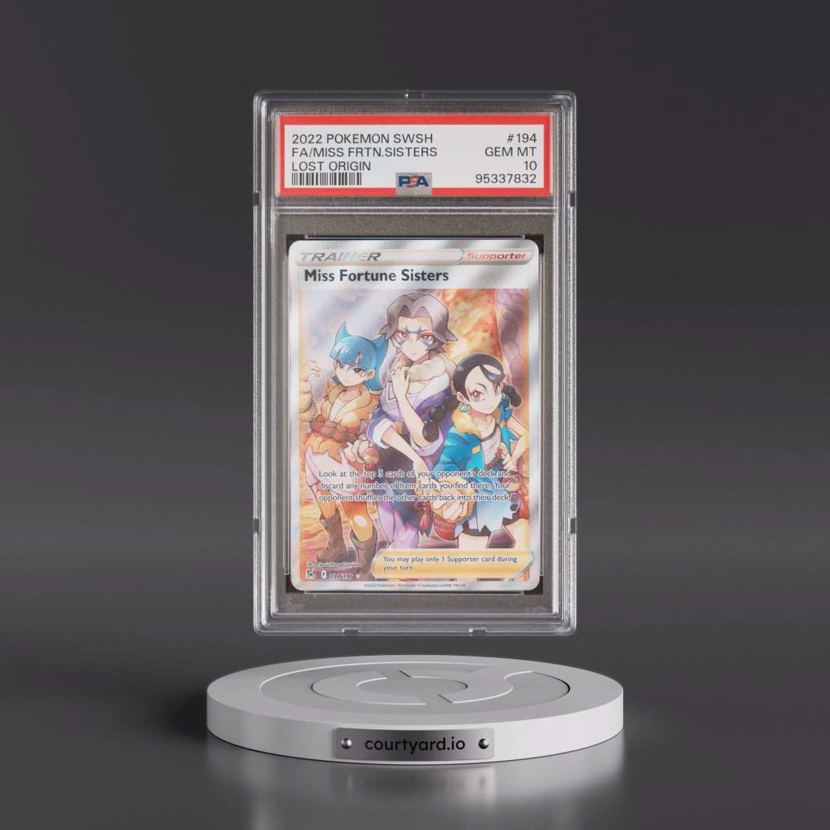 2022 Pokémon Sword & Shield Lost Origin #194 Miss Fortune Sisters - Full Art (PSA 10 GEM MINT)