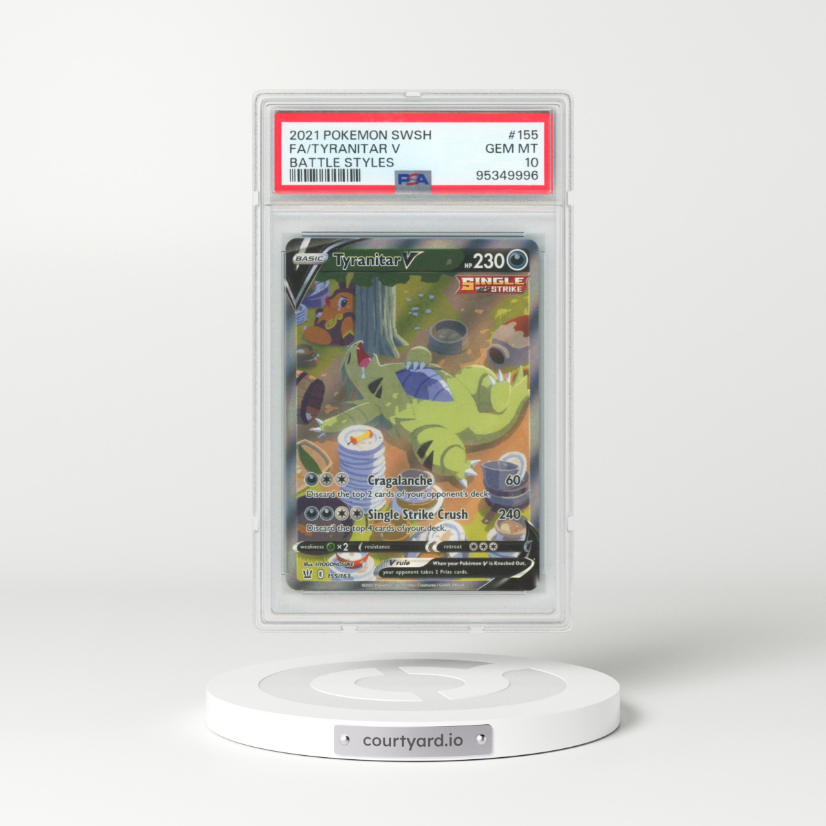 2021 Pokémon Sword & Shield Battle Styles #155 Tyranitar V - Holo Full Art (PSA 10 GEM MINT)