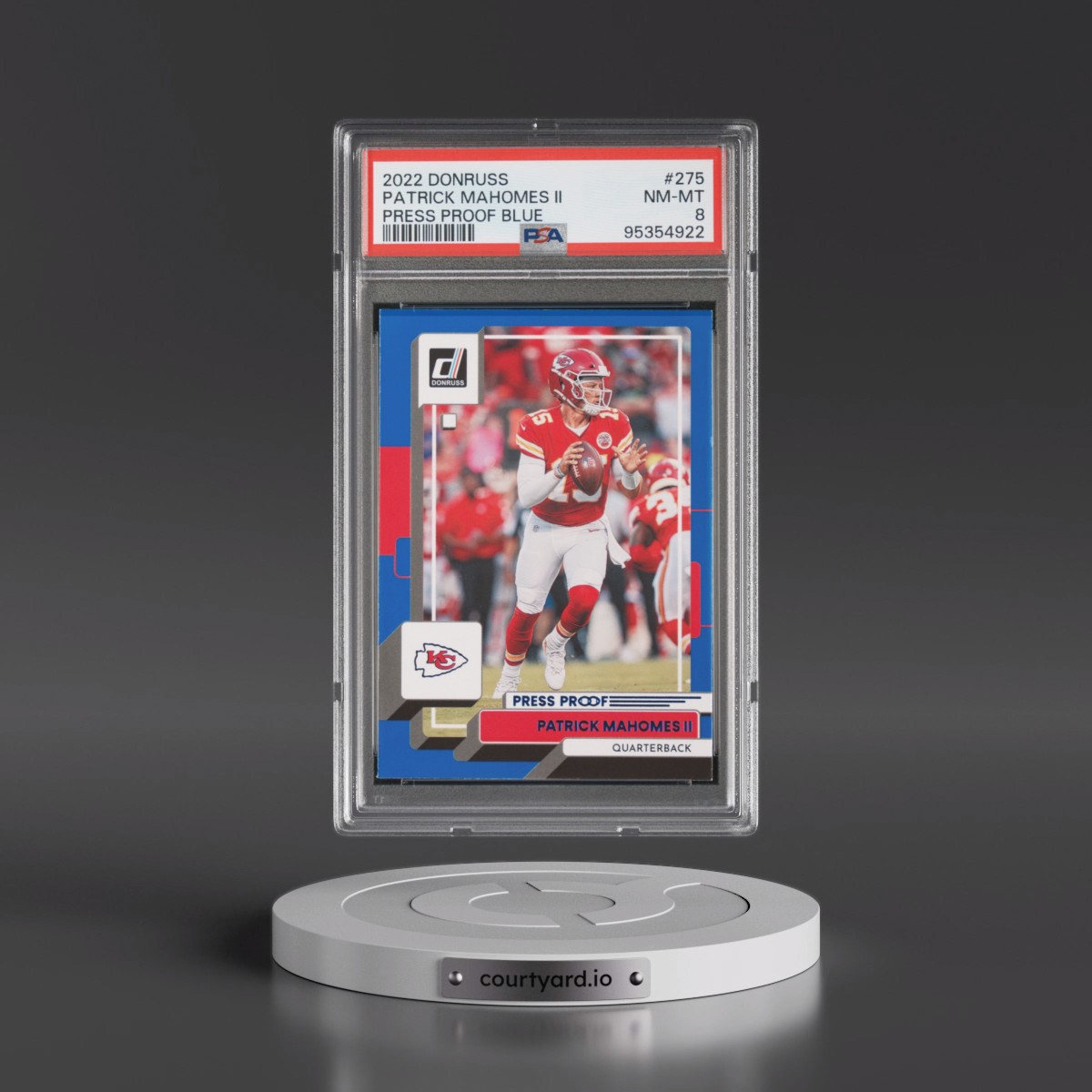 2022 Panini Donruss Patrick Mahomes II - Press Proof Blue #275 PSA 8