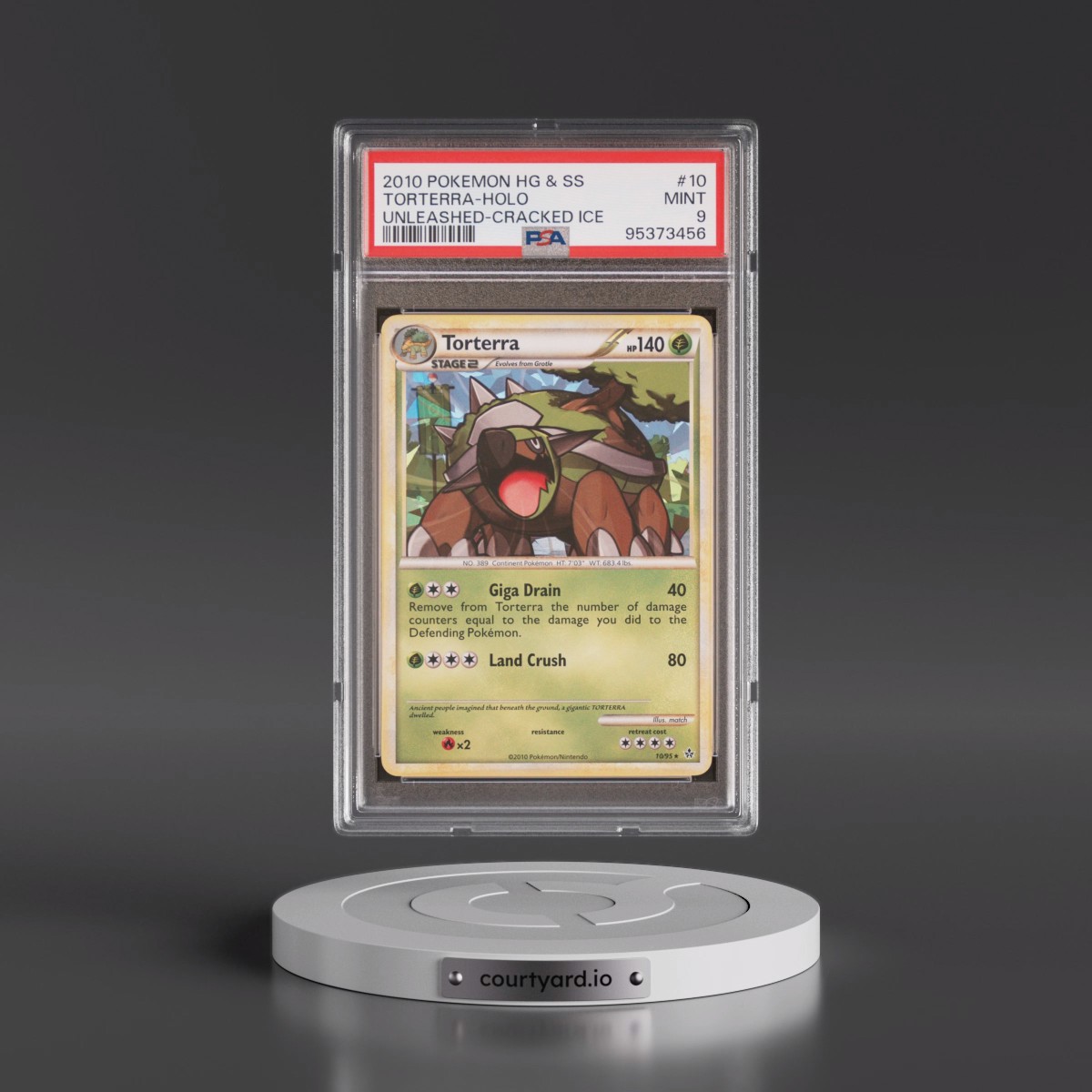 2010 Pokémon Heartgold & Soulsilver Unleashed #10 Torterra - Holo Cracked Ice (PSA 9 MINT)