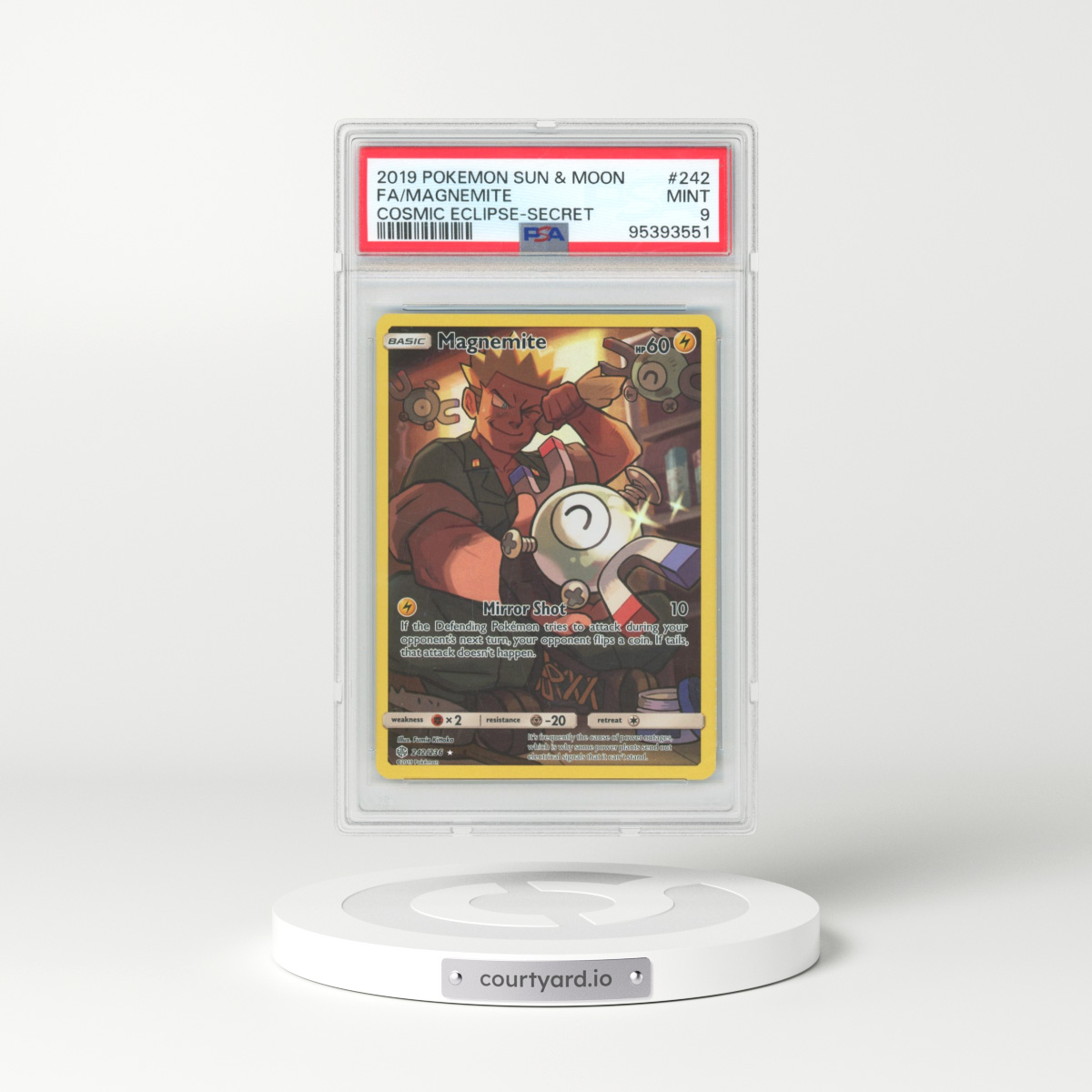 2019 Pokémon Sun & Moon Cosmic Eclipse #242 Magnemite - Full Art Secret (PSA 9 MINT)
