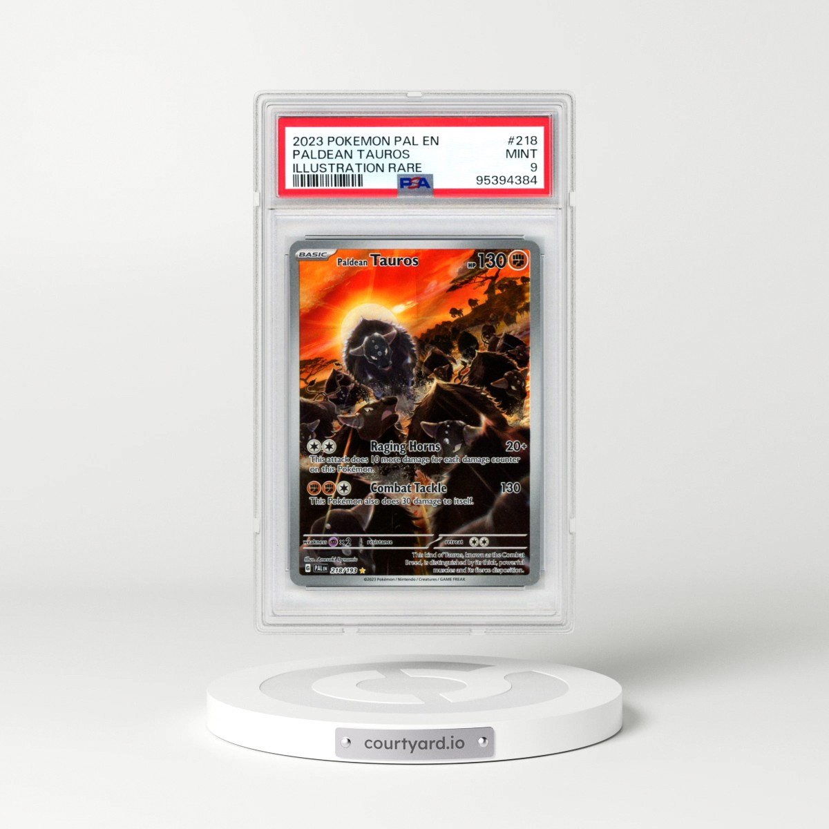 2023 Pokémon Pal EN-Paldea Evolved #218 Paldean Tauros - Illustration Rare (PSA 9 MINT)