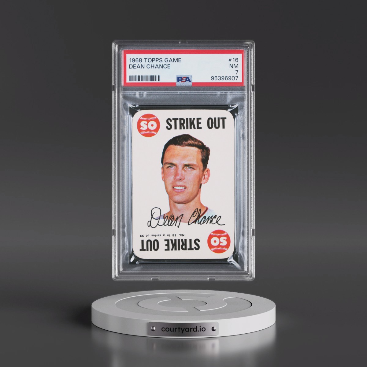 1968 Topps Game #16 Dean Chance (PSA 7 NM)