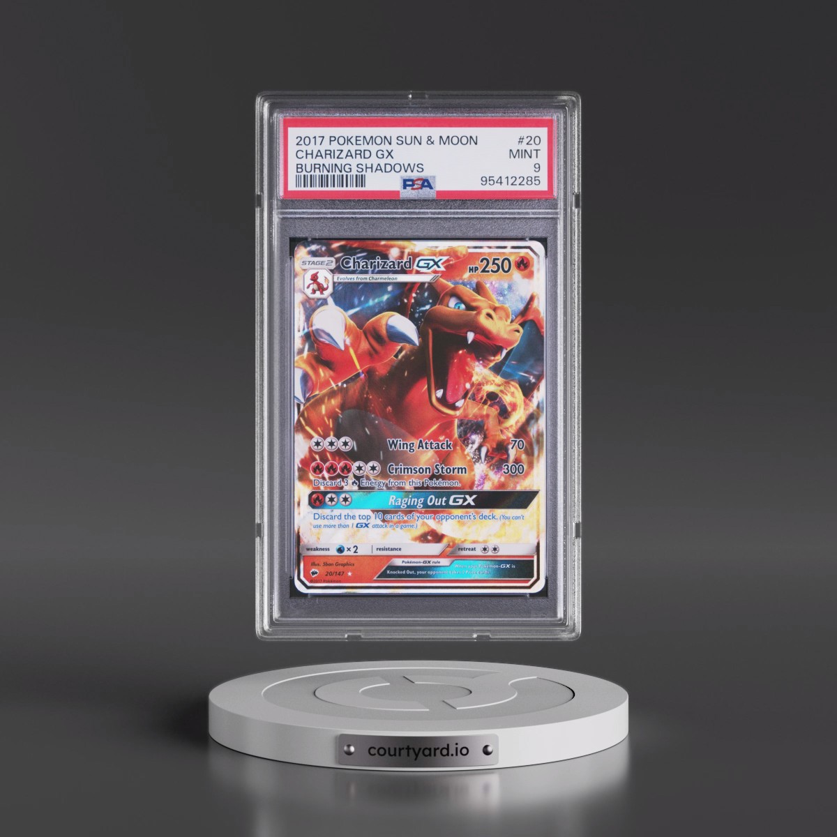 2017 Pokémon Sun & Moon Burning Shadows #20 Charizard GX - Holo (PSA 9 MINT)